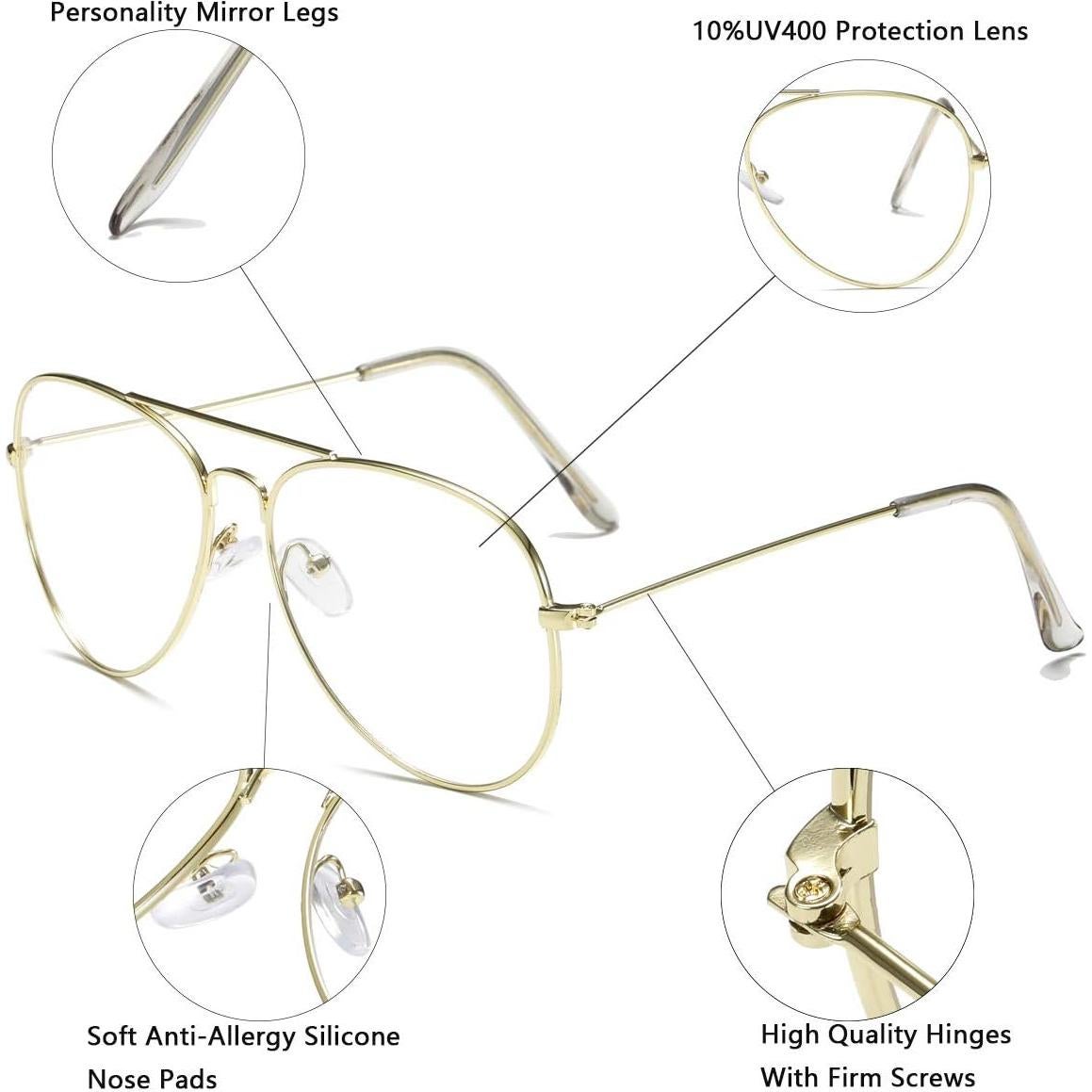 Gafas de Aviador AISSWZBER Lente UV400 Marco Metálico