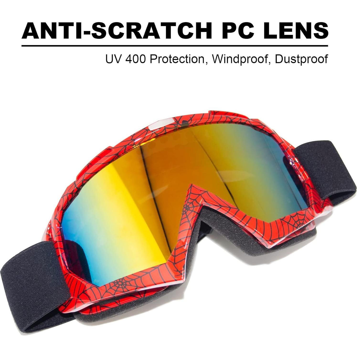 Gafas de Motocross CoPvner Marco Rojo Araña Lente Color