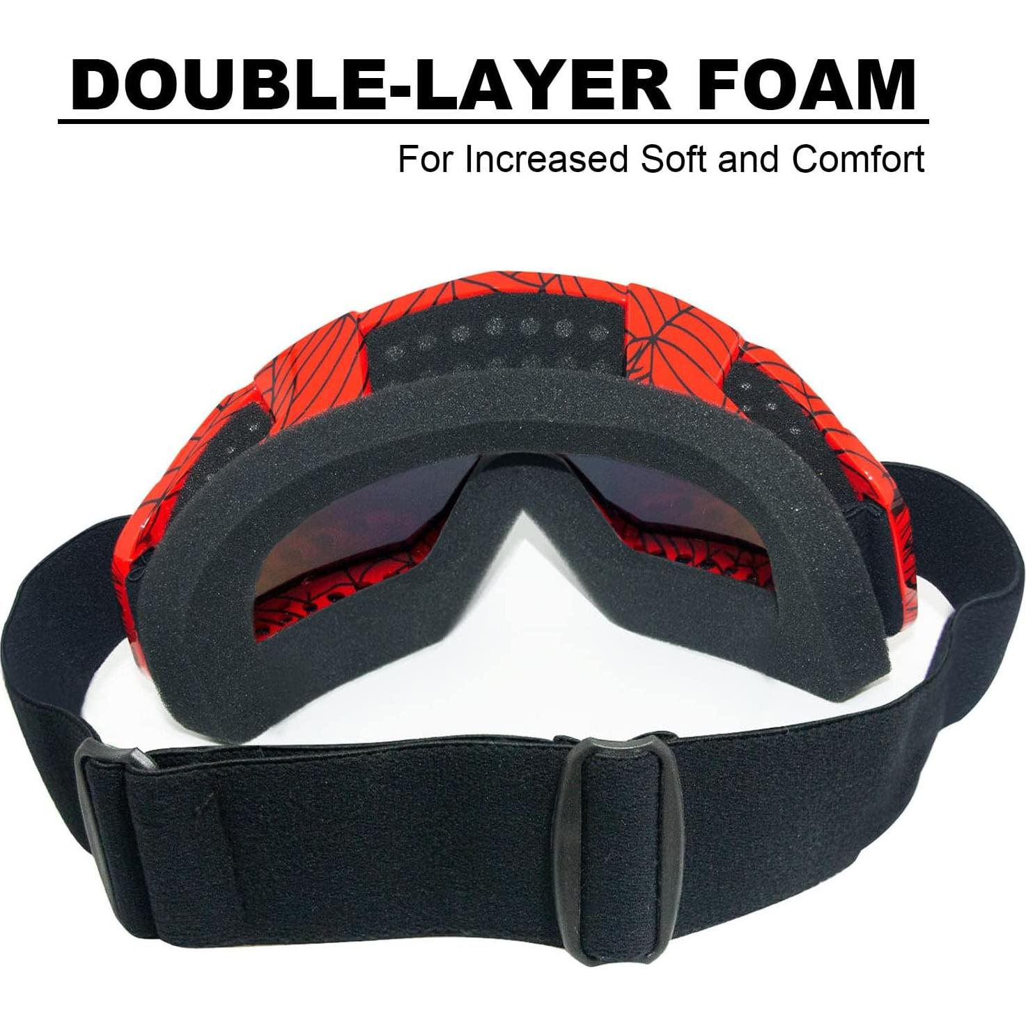 Gafas de Motocross CoPvner Marco Rojo Araña Lente Color