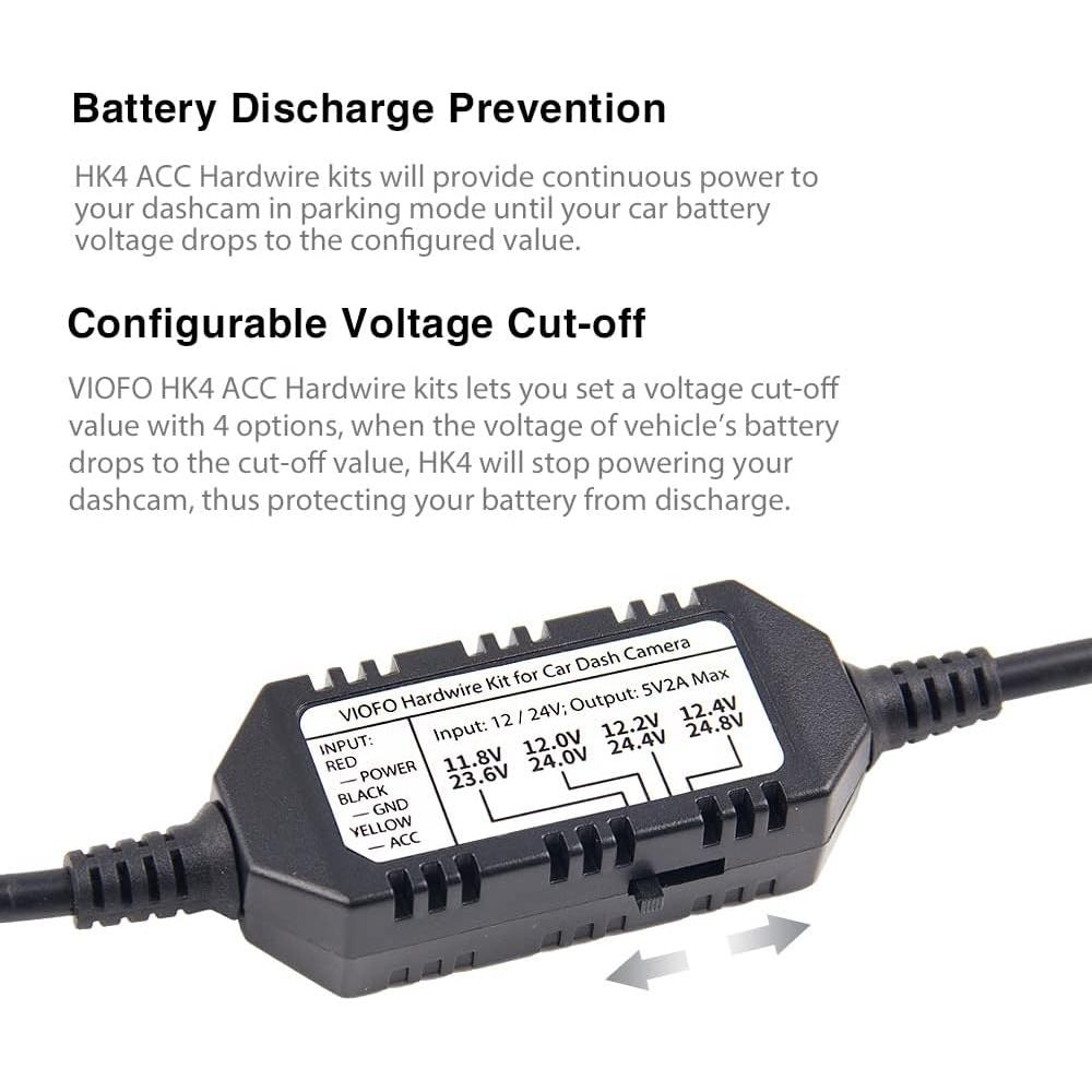 Kit de Cableado VIOFO HK4 con 8 Fusibles y Puerto Type-C