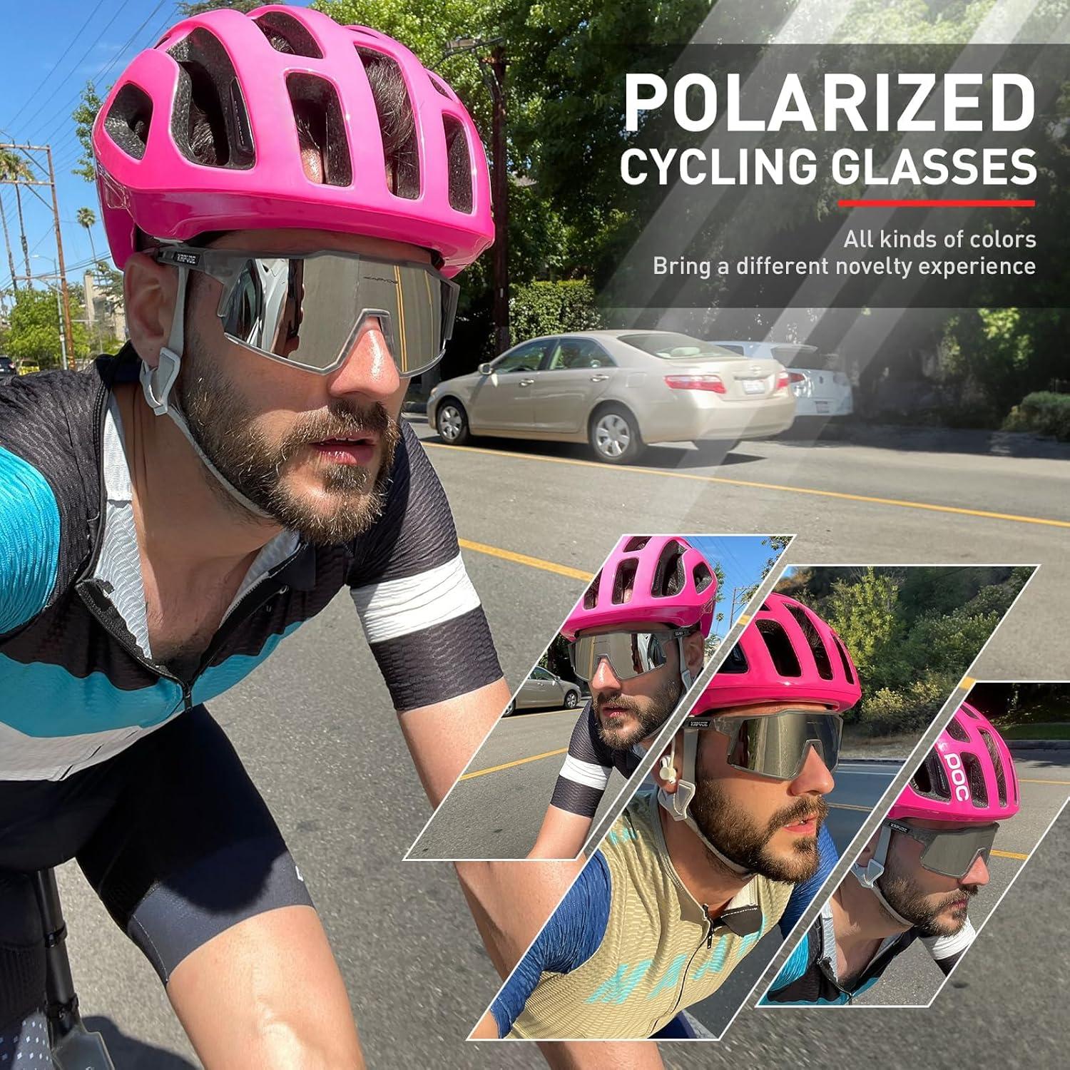Gafas de Ciclismo KAPVOE TR90 Polarizadas con Lentes Intercambiables