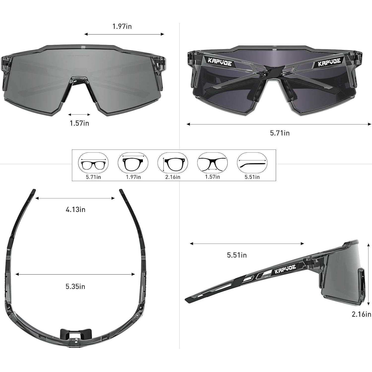 Gafas de Ciclismo KAPVOE TR90 Polarizadas con Lentes Intercambiables