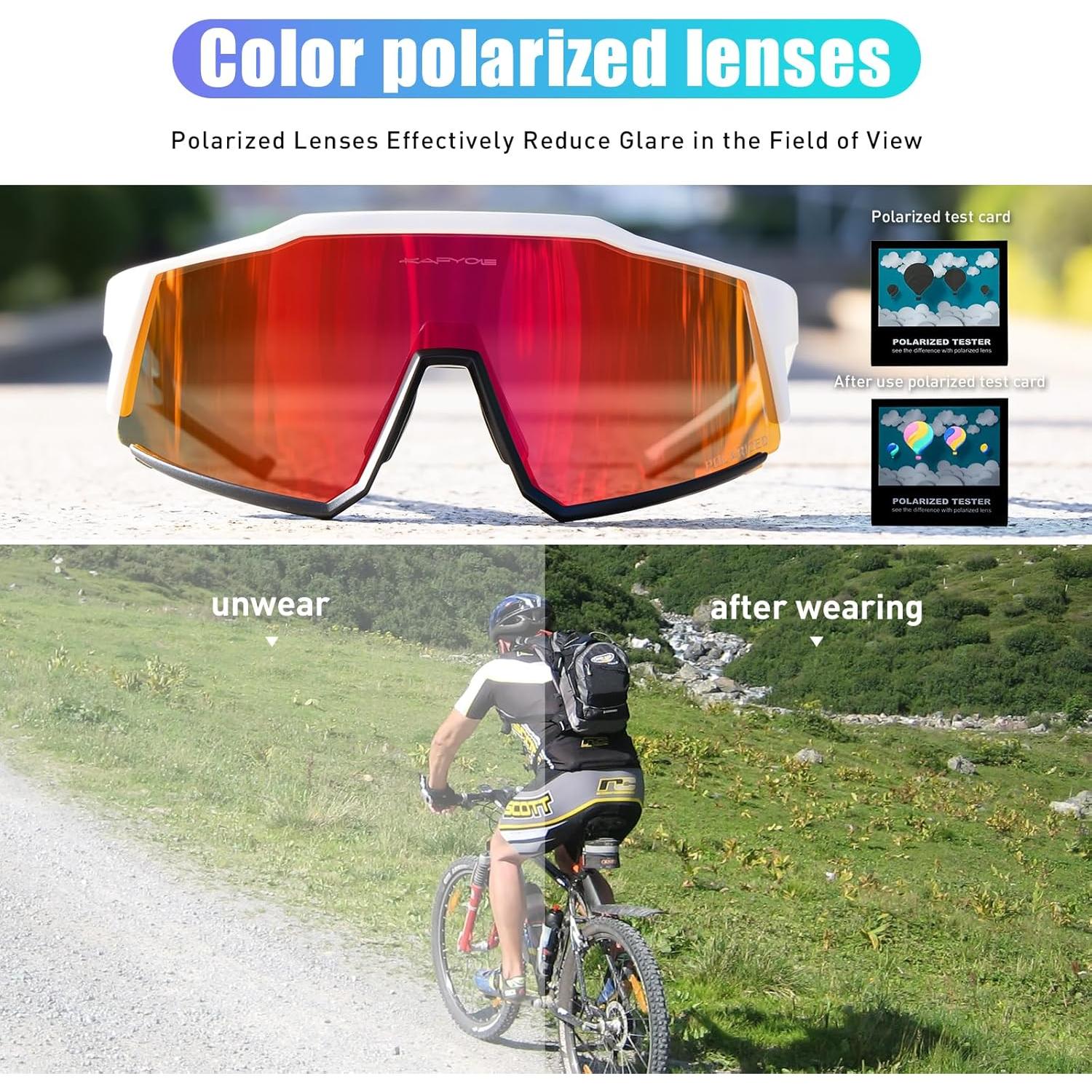 Gafas de Ciclismo KAPVOE TR90 Polarizadas 4 Lentes Intercambiables