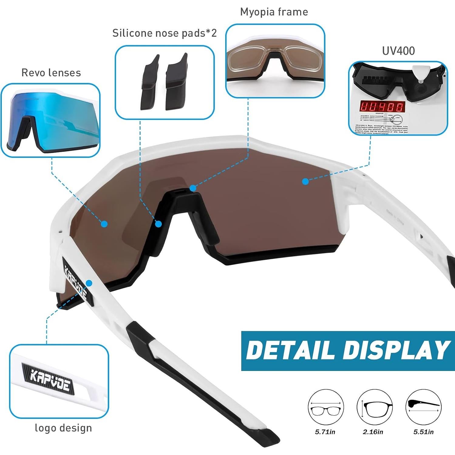 Gafas de Ciclismo KAPVOE TR90 4 Lentes Intercambiables