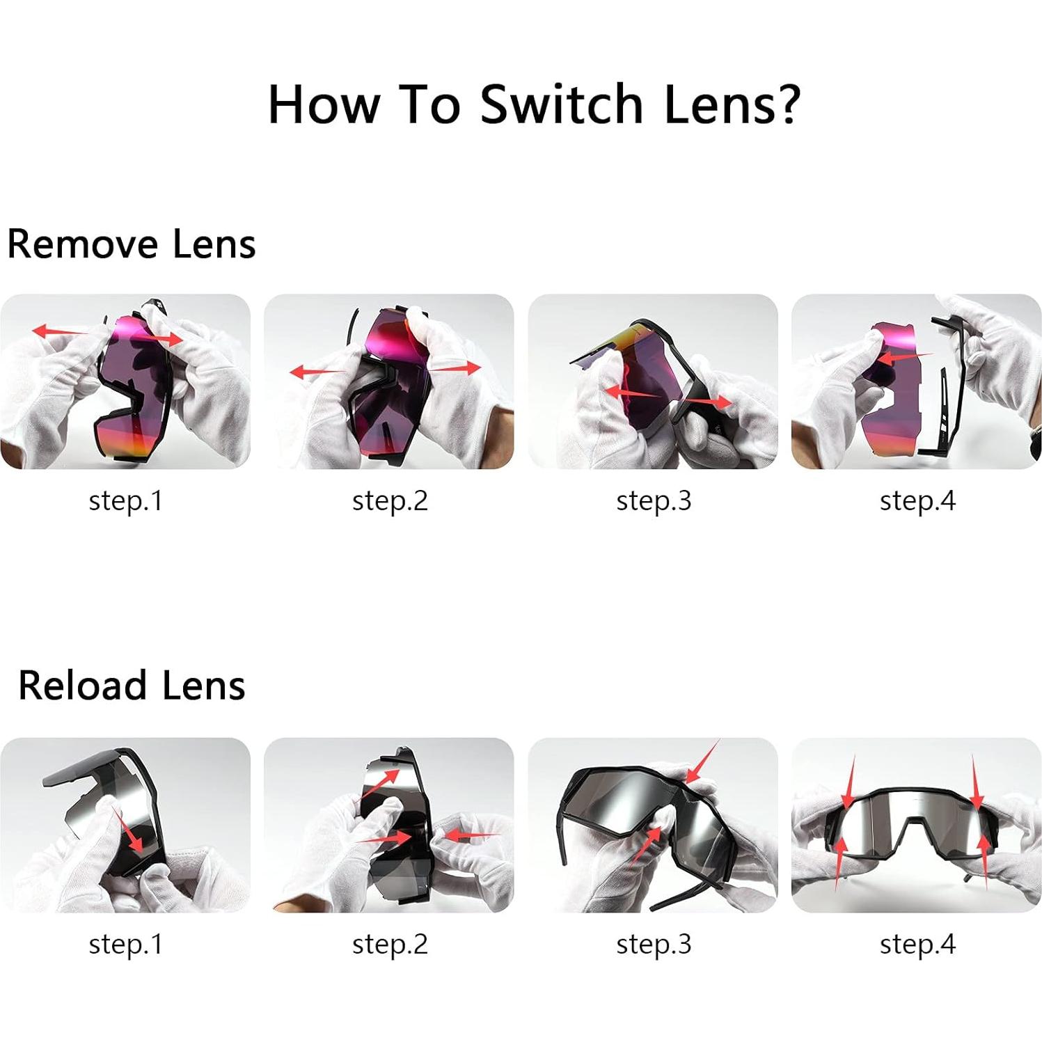 Gafas de Ciclismo KAPVOE TR90 4 Lentes Intercambiables