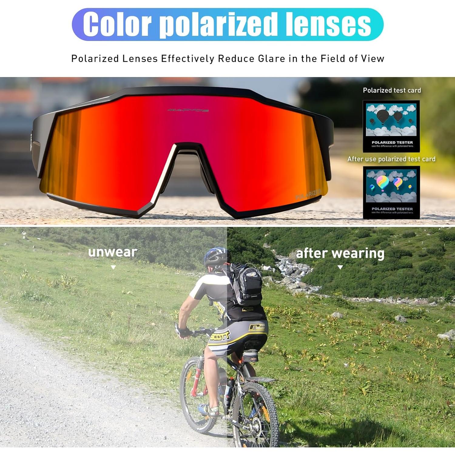 Gafas de Ciclismo KAPVOE TR90 Polarizadas con Lentes Intercambiables
