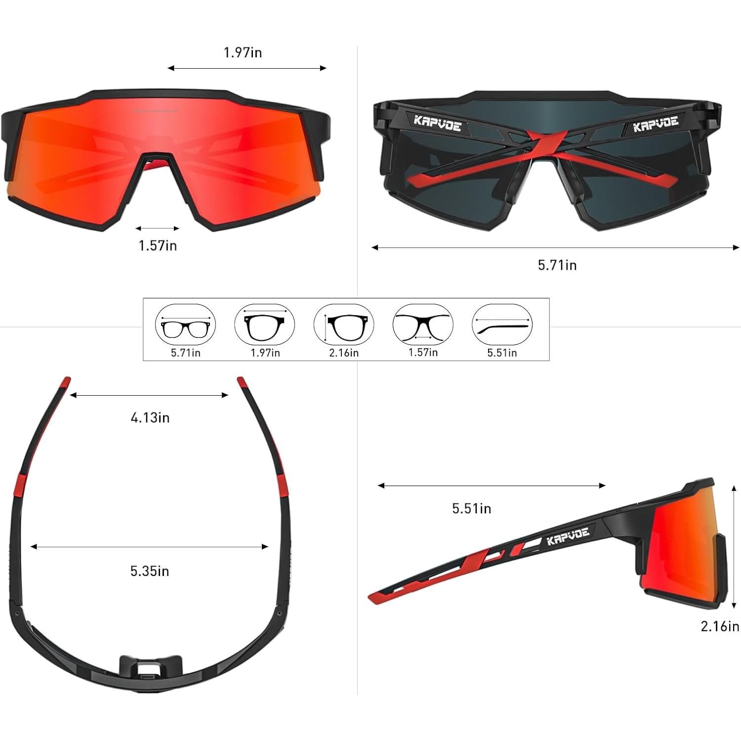 Gafas de Ciclismo KAPVOE TR90 Polarizadas con Lentes Intercambiables