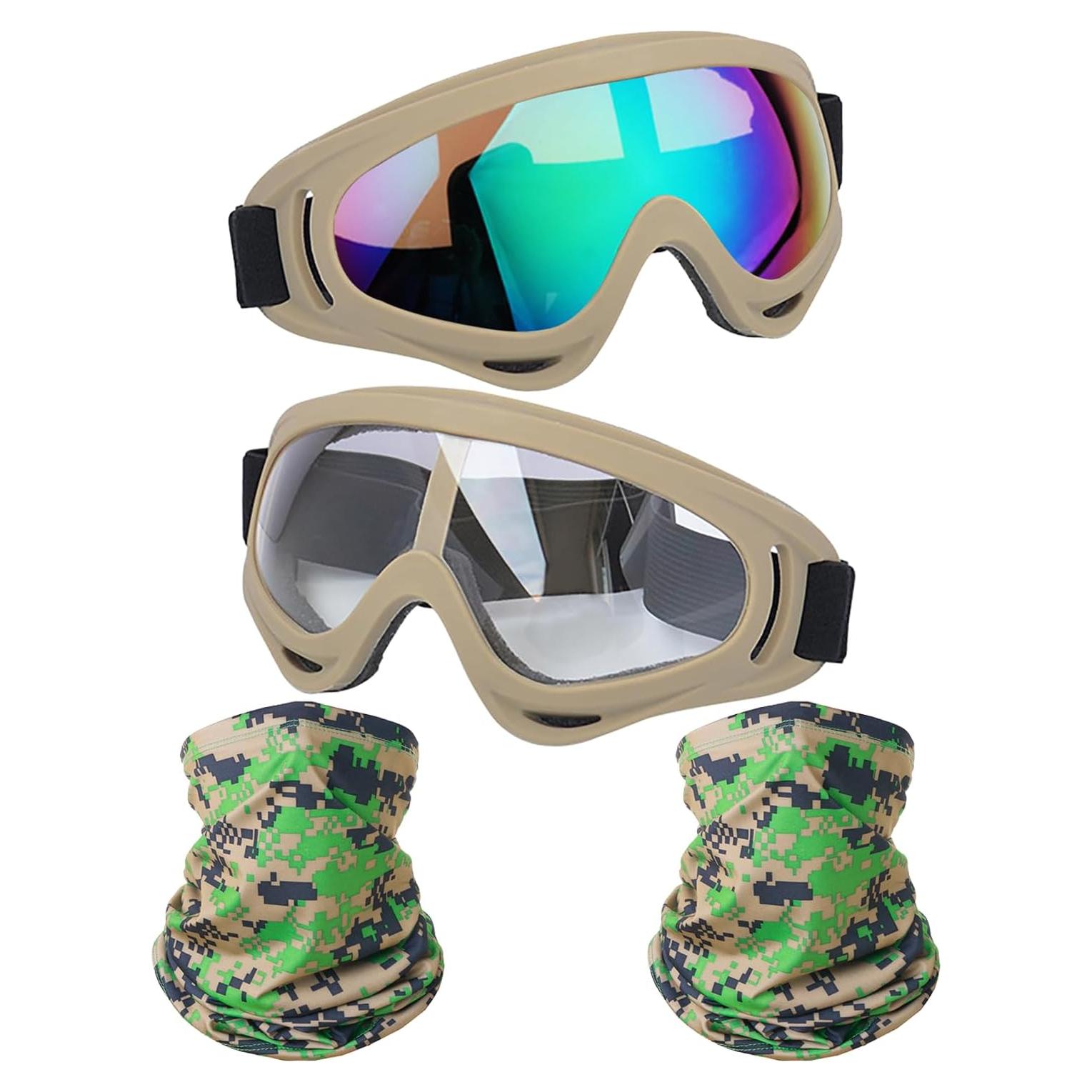 Gafas de Motocicleta LJDJ 2 Paquetes con 2 Máscaras