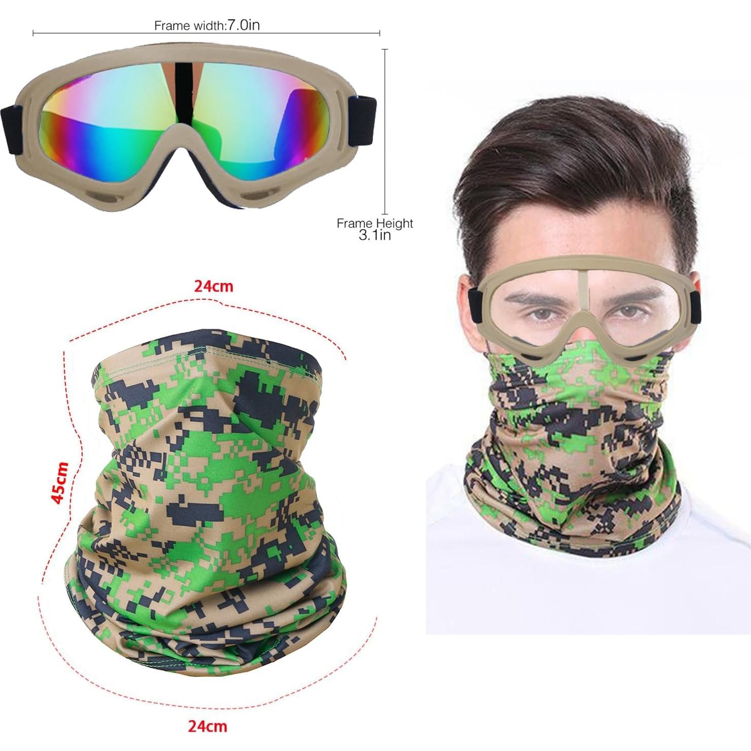 Gafas de Motocicleta LJDJ 2 Paquetes con 2 Máscaras