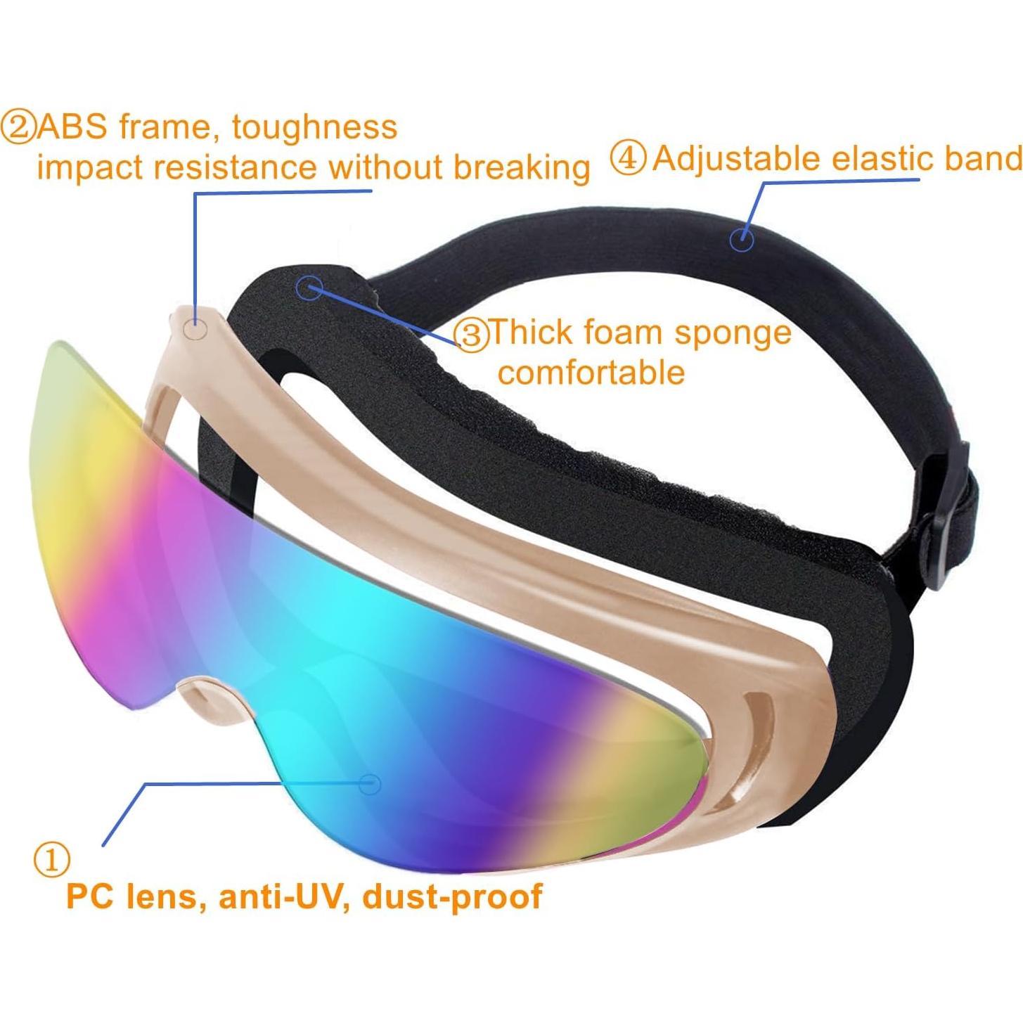 Gafas de Motocicleta LJDJ 2 Paquetes con 2 Máscaras