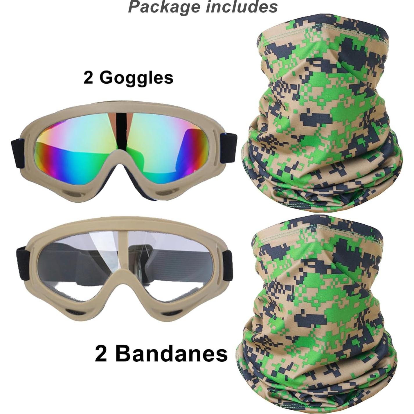 Gafas de Motocicleta LJDJ 2 Paquetes con 2 Máscaras