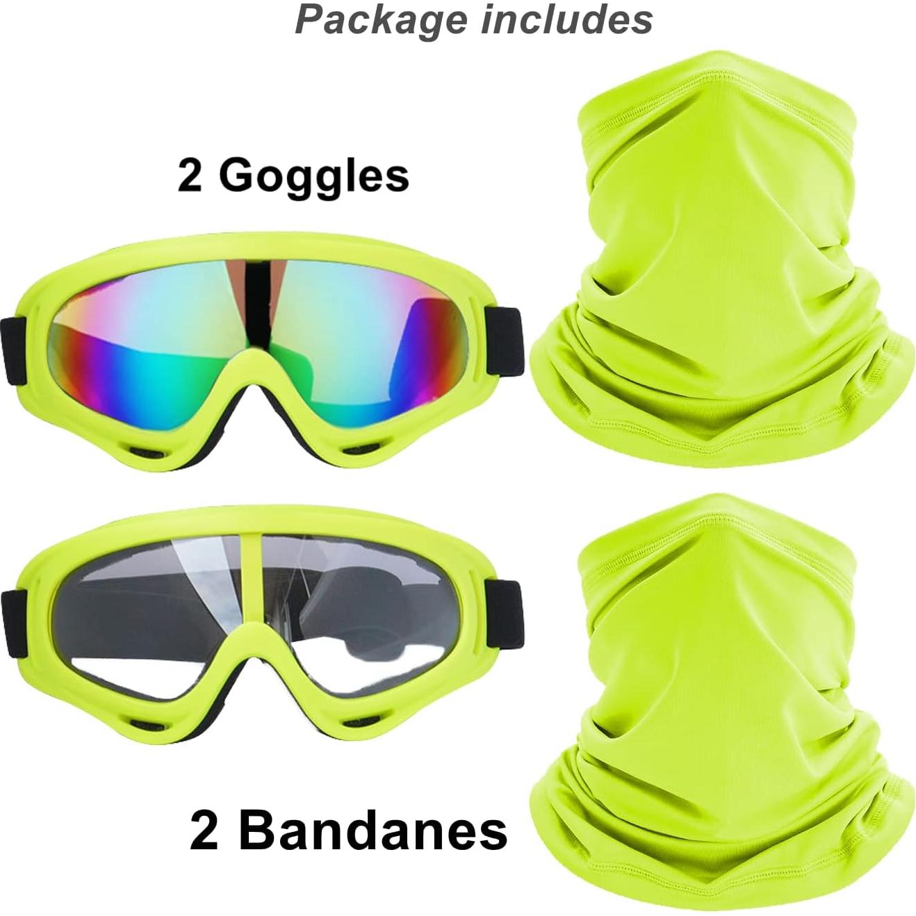 Gafas de Motocicleta LJDJ 2 Paquetes con 2 Máscaras