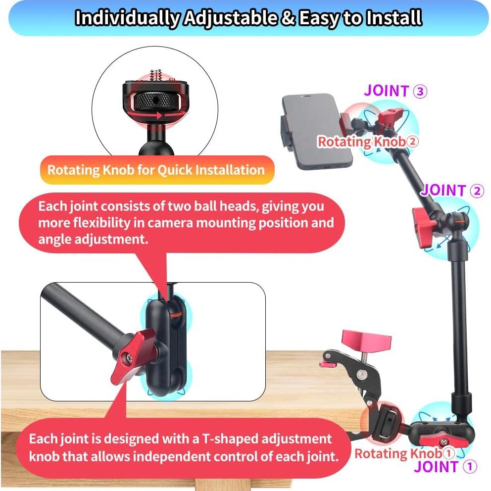 Brazo Mágico 57 cm JEBUTU Ajustable con Abrazadera