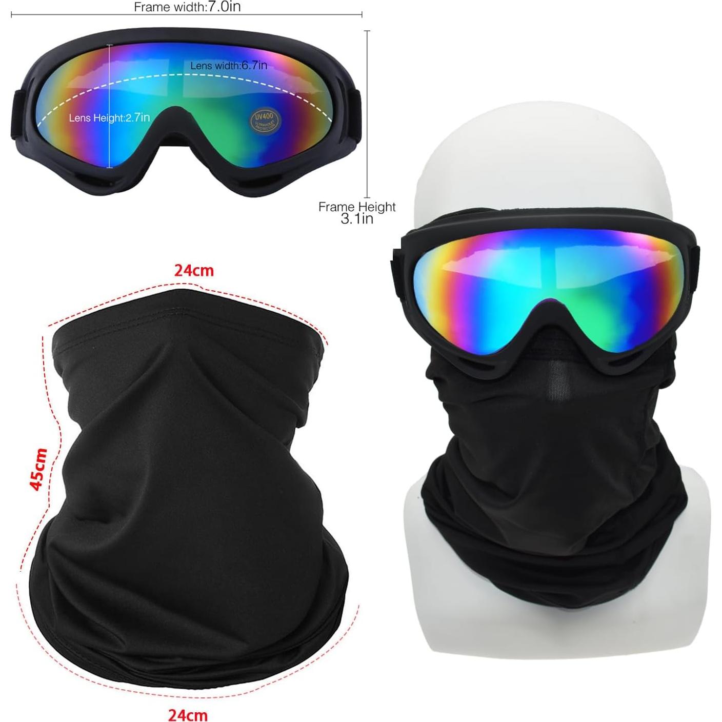 Gafas de Motocicleta LJDJ 2 Paquetes con 2 Máscaras