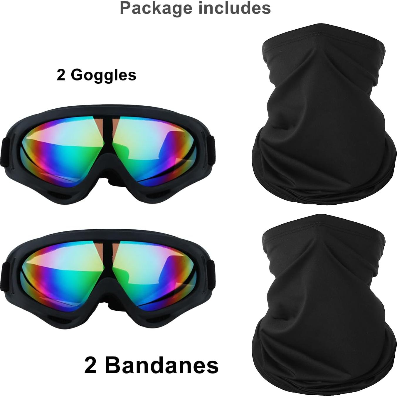 Gafas de Motocicleta LJDJ 2 Paquetes con 2 Máscaras