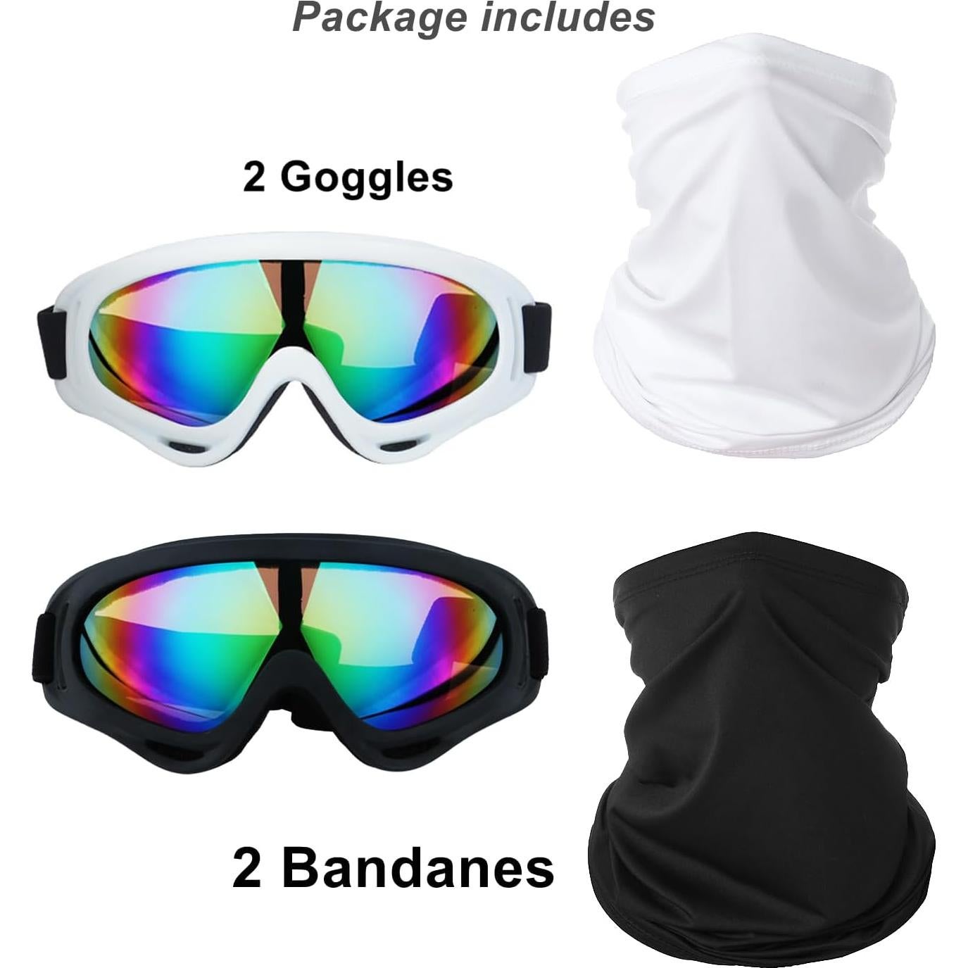 Gafas de Motocicleta LJDJ 2 Paquetes + 2 Máscaras