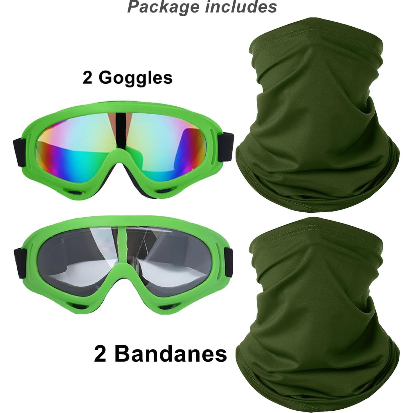 Gafas de Motocicleta LJDJ 2 Paquetes + 2 Máscaras