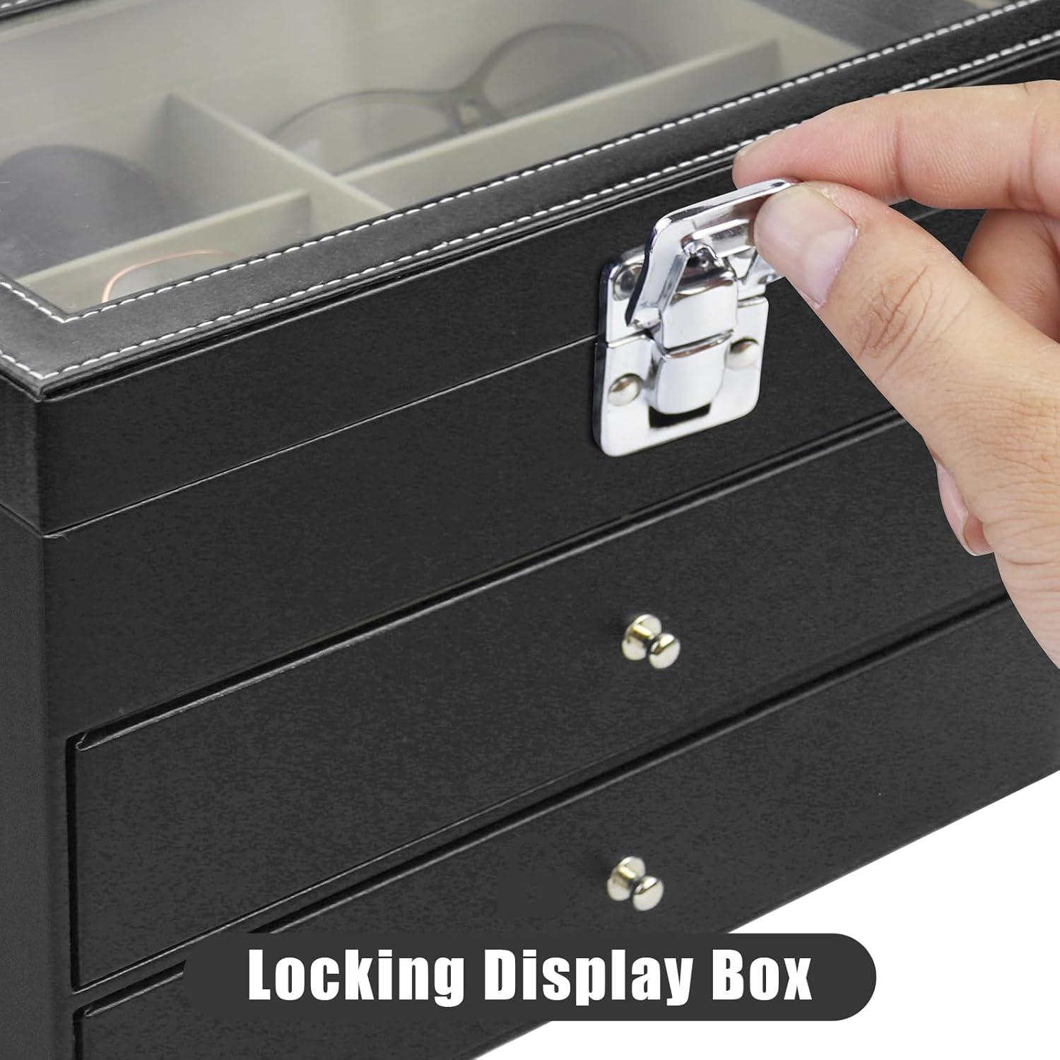 Estuche Organizador de Gafas de Sol 18 Compartimentos Cuero