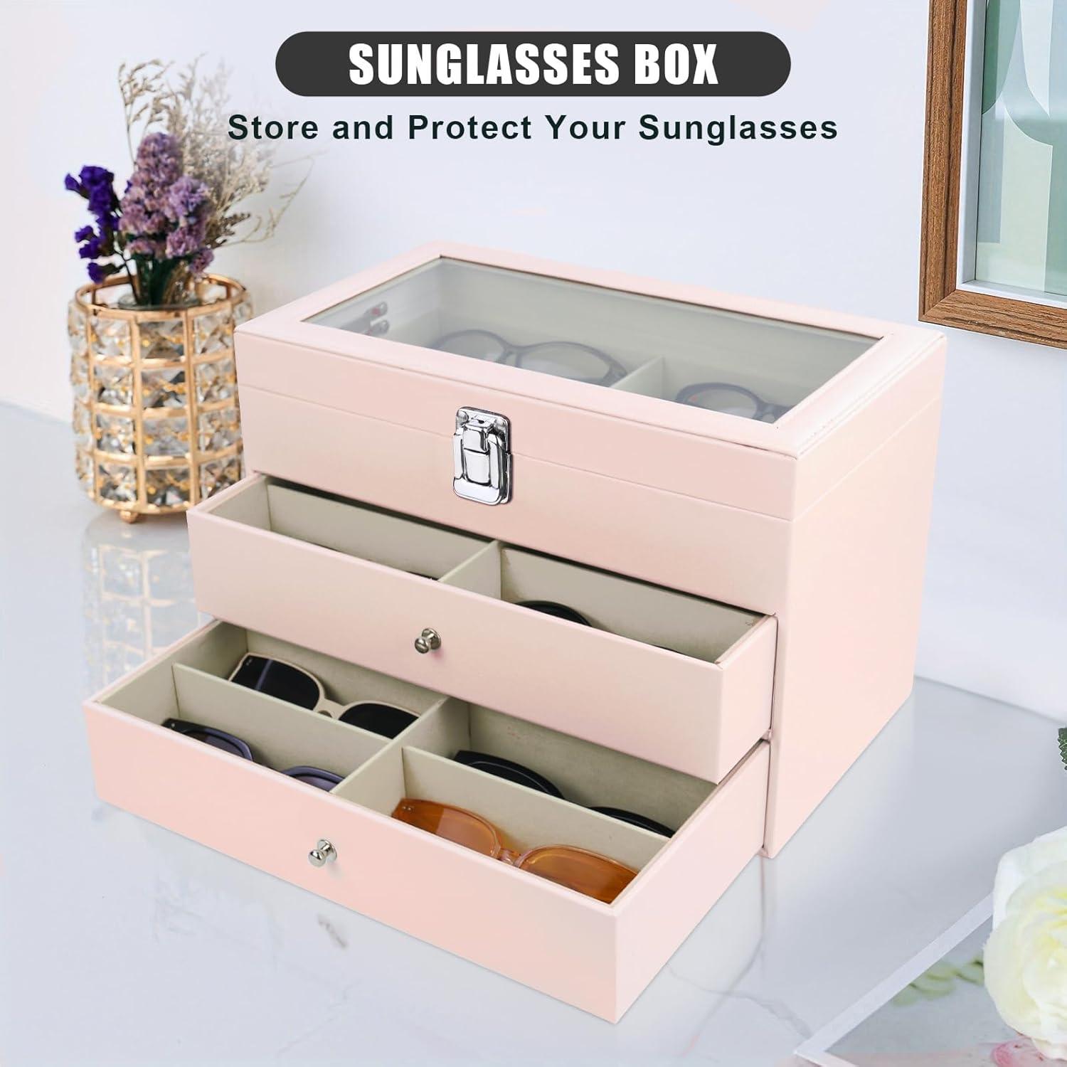 Estuche Organizador de Gafas de Sol 18 Compartimentos Cuero