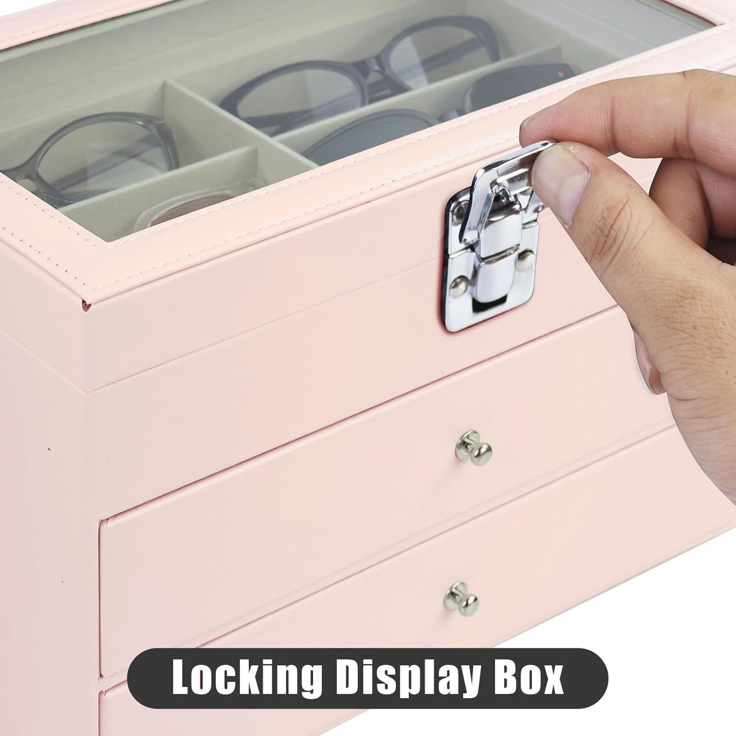 Estuche Organizador de Gafas de Sol 18 Compartimentos Cuero