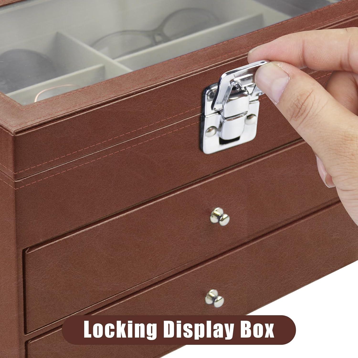 Estuche Organizador de Gafas de Sol 18 Compartimentos Cuero