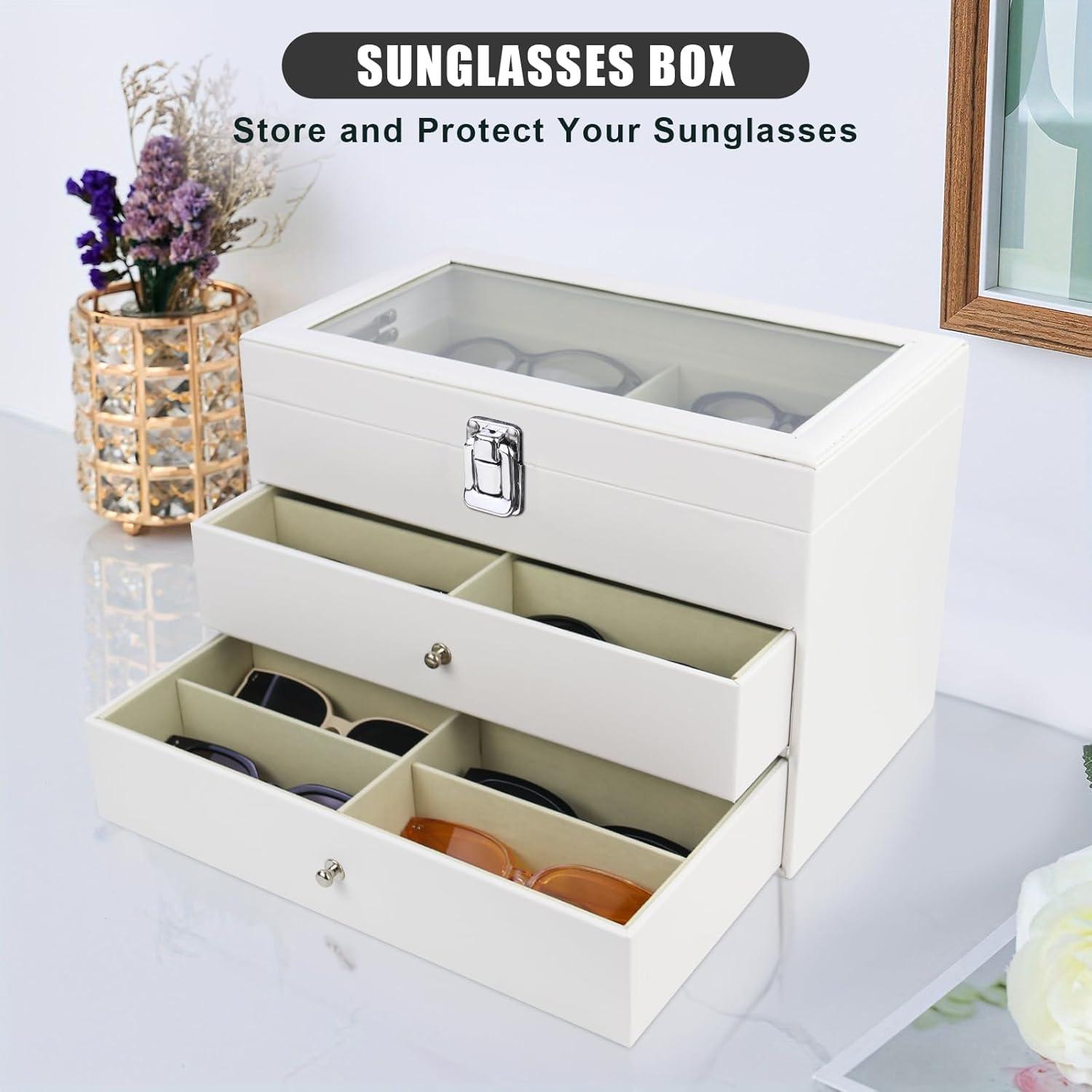 Estuche Organizador de Gafas de Sol Cuero 18 Compartimentos