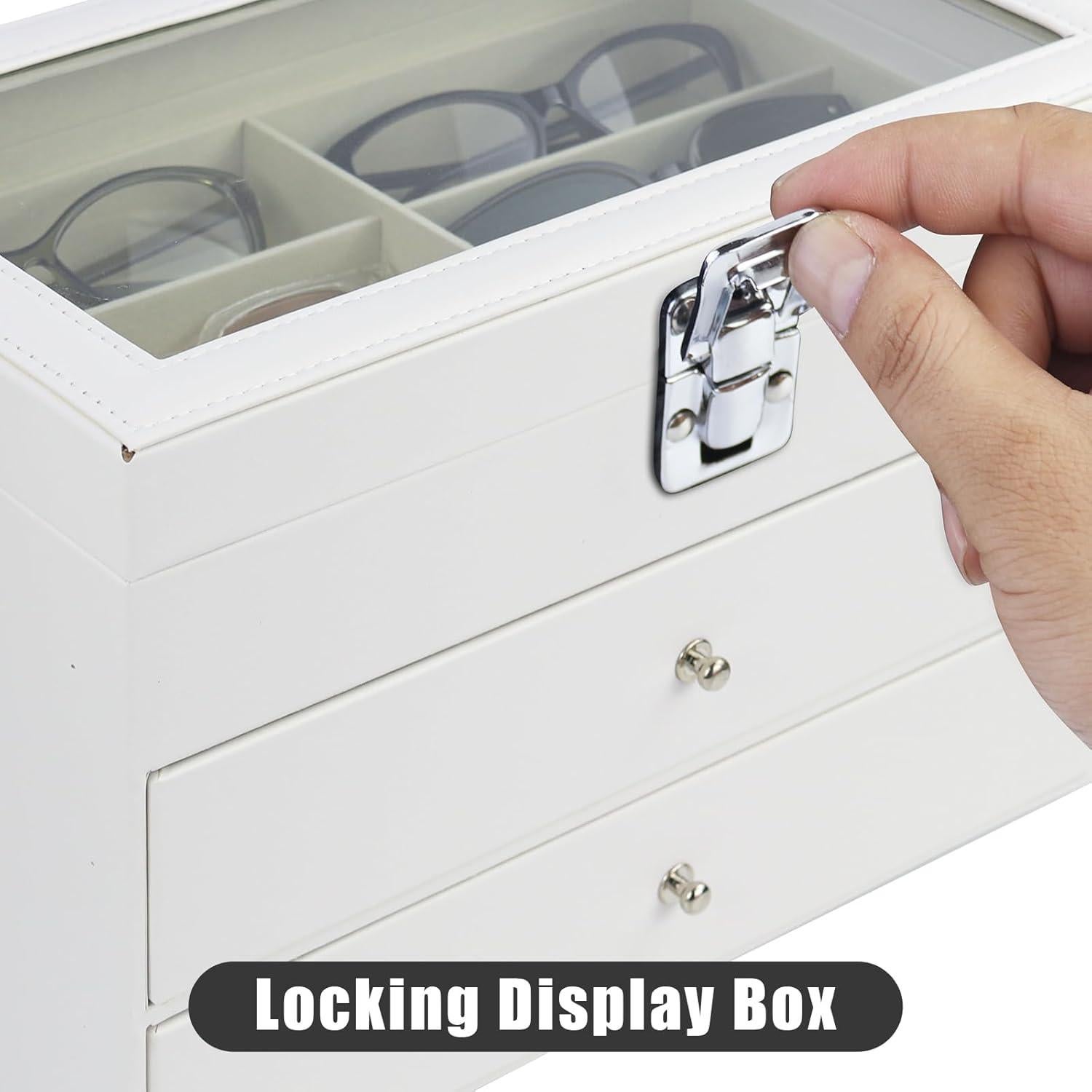 Estuche Organizador de Gafas de Sol Cuero 18 Compartimentos