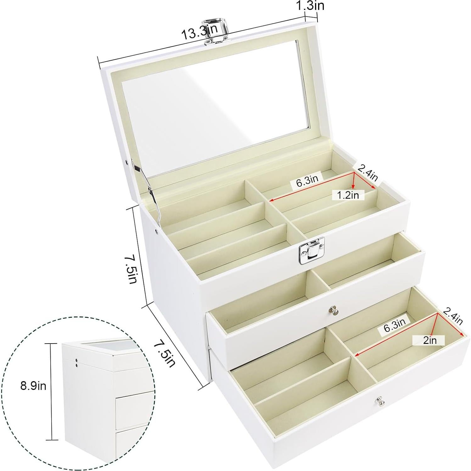 Estuche Organizador de Gafas de Sol Cuero 18 Compartimentos