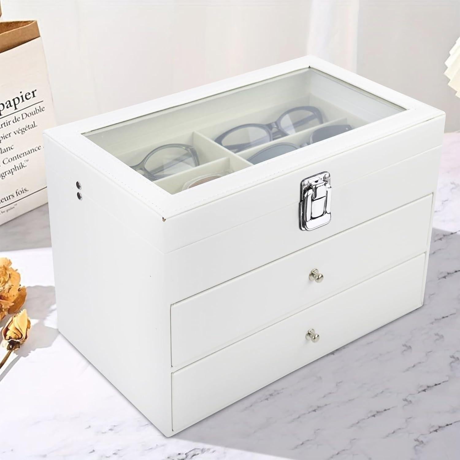 Estuche Organizador de Gafas de Sol Cuero 18 Compartimentos