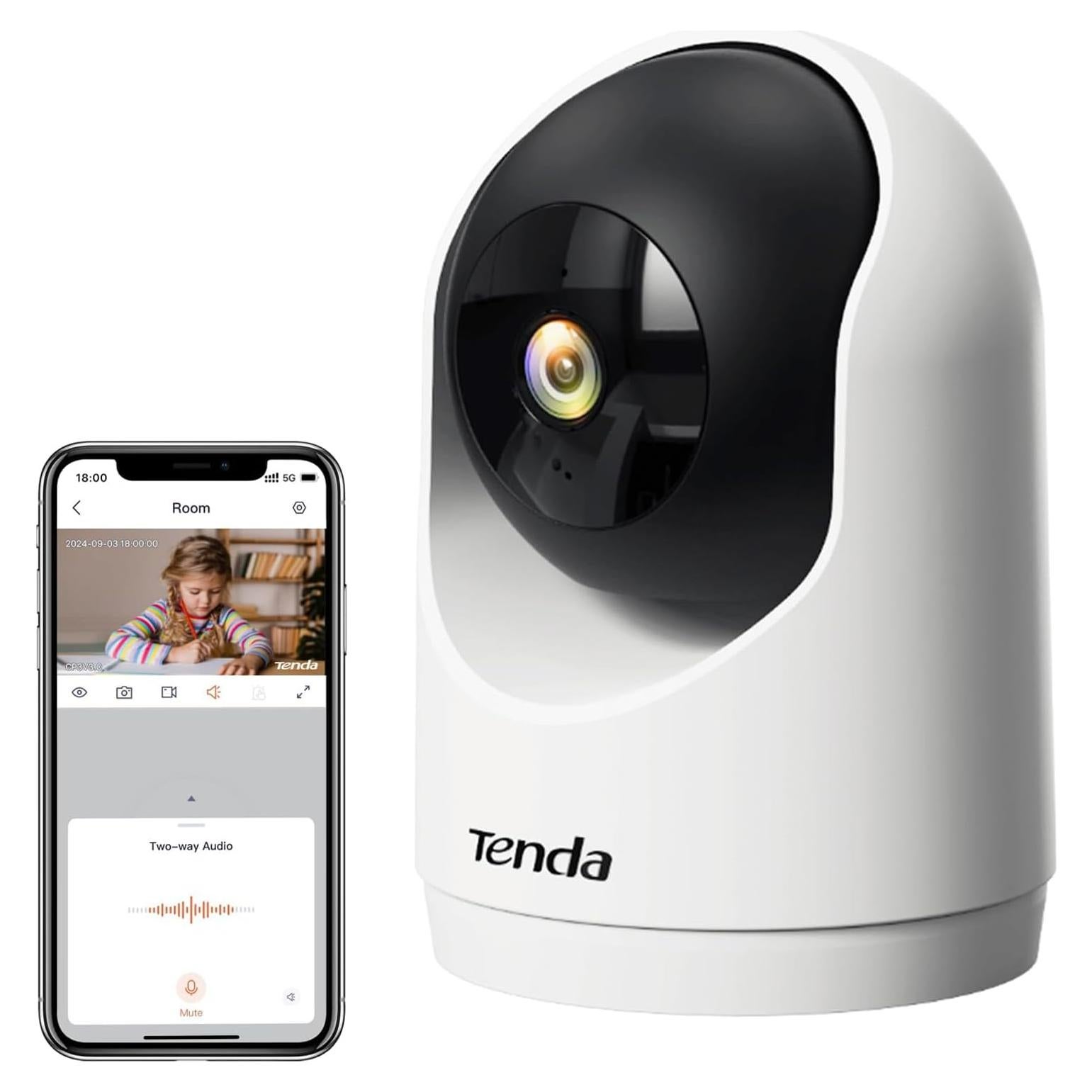 Cámara de Seguridad Tenda CP3 2K WiFi 6 360° Audio Bidireccional