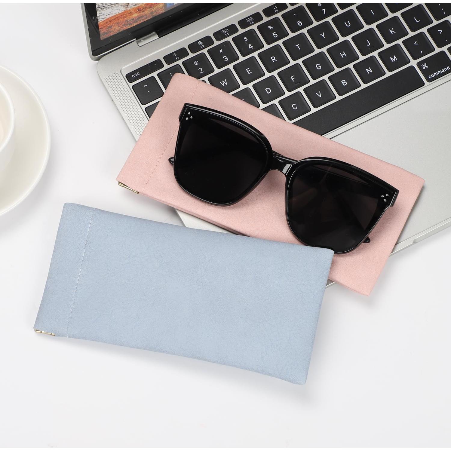 Estuche para Gafas Sightor 2 Pcs Cuero Impermeable Rosa Azul