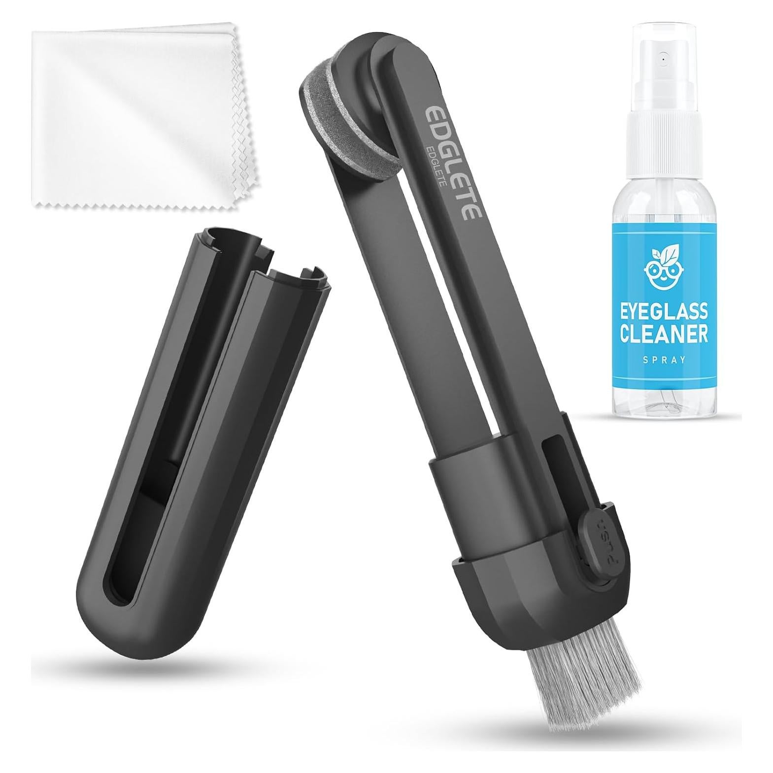 Kit de limpieza de gafas Edglete con spray y paño microfibra