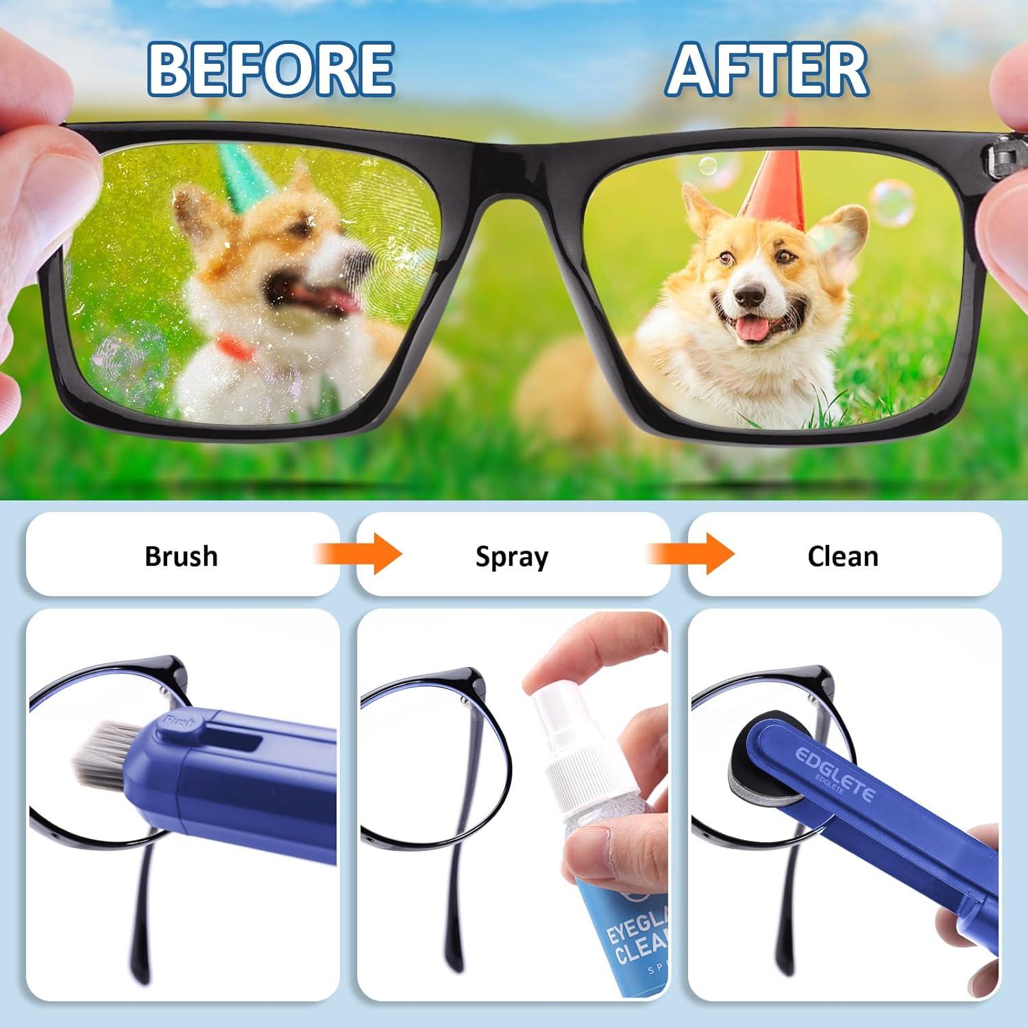 Kit de limpieza de gafas Edglete con spray y paño