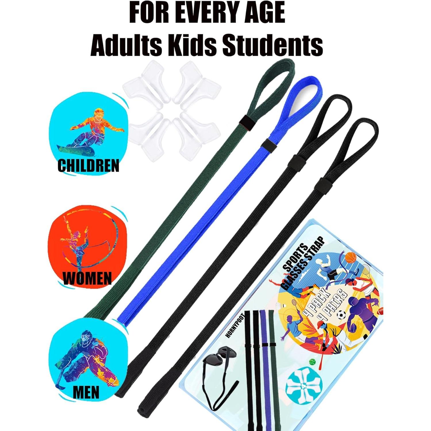 Correa de Gafas Elástica Niños Unisex 4 Piezas HORNYPOOT