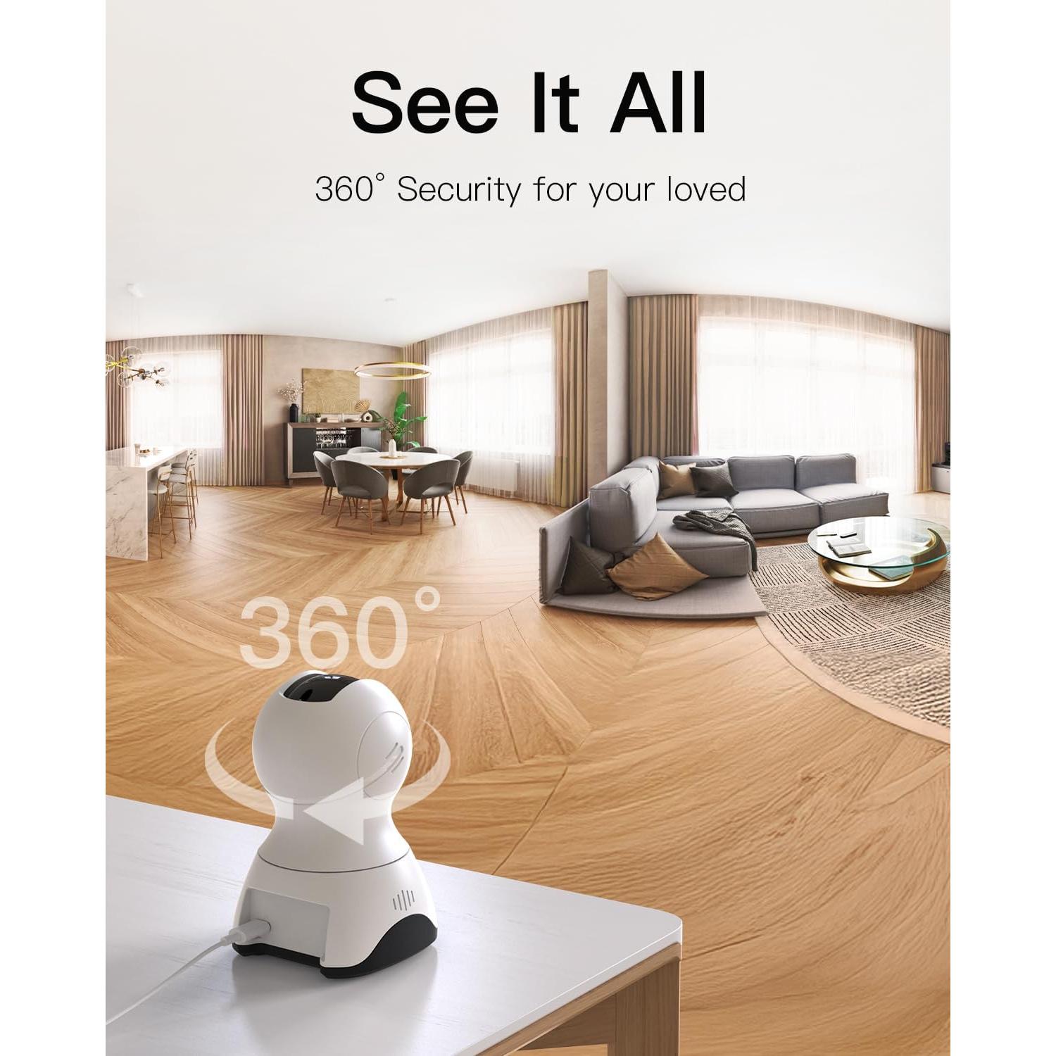 Cámara VIMTAG 2.5K 4MP WiFi 360° para Seguridad Interior