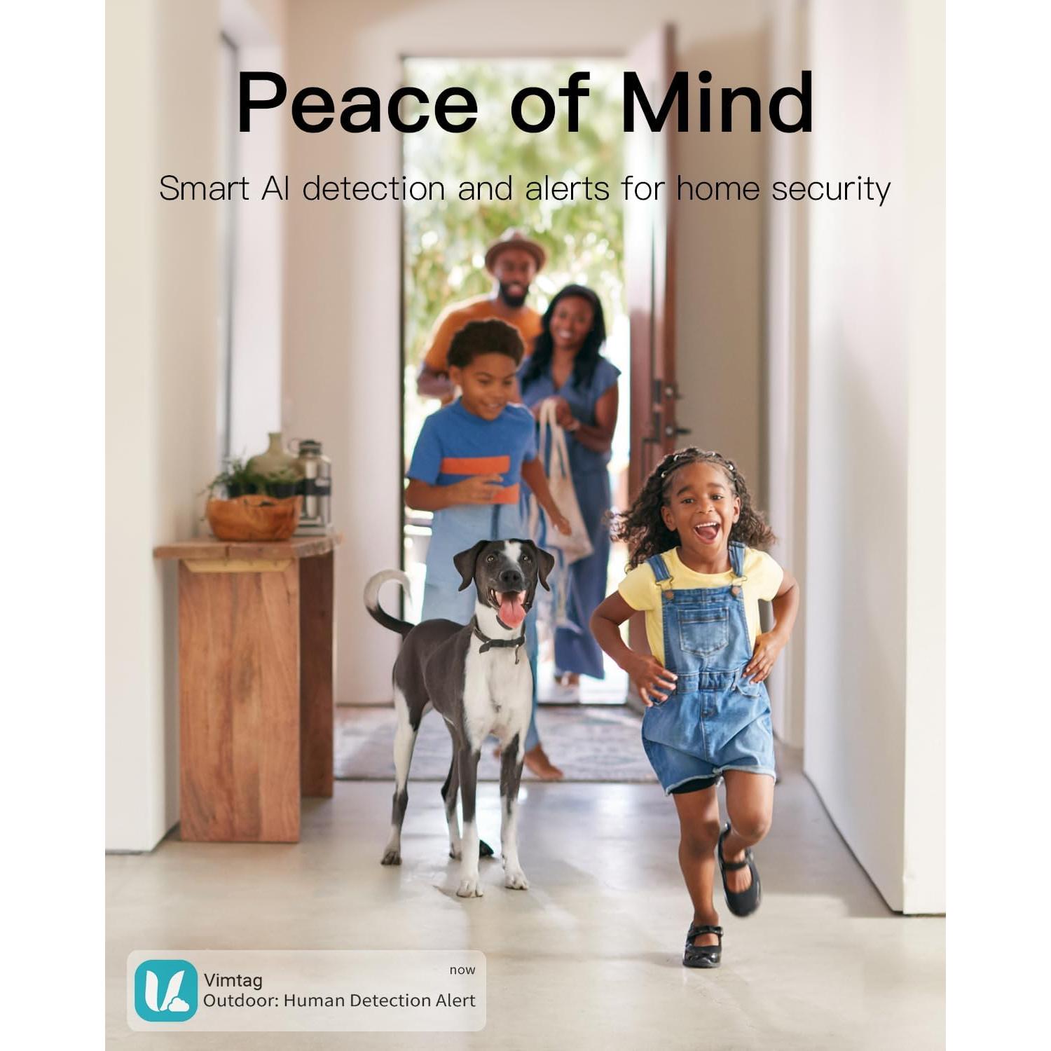 Cámara VIMTAG 2.5K 4MP WiFi 360° para Seguridad Interior