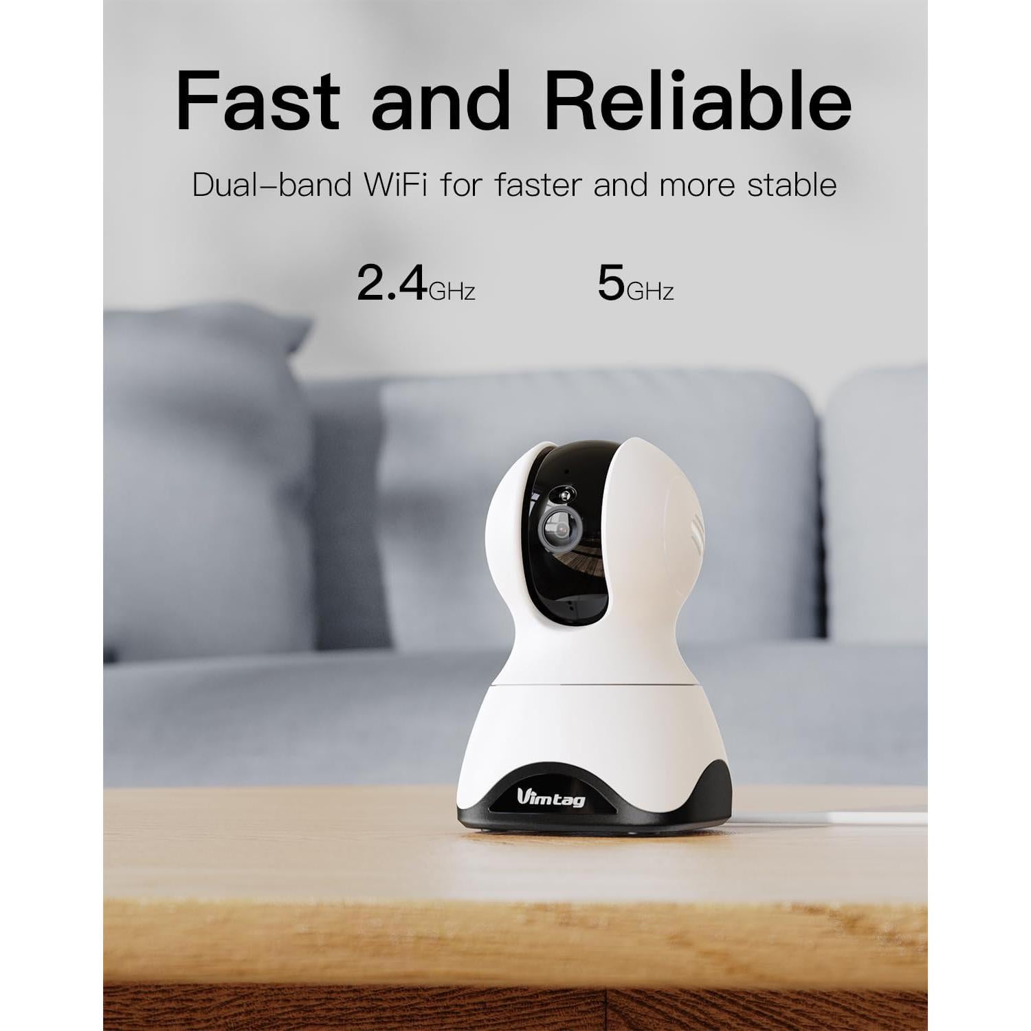 Cámara VIMTAG 2.5K 4MP WiFi 360° para Seguridad Interior