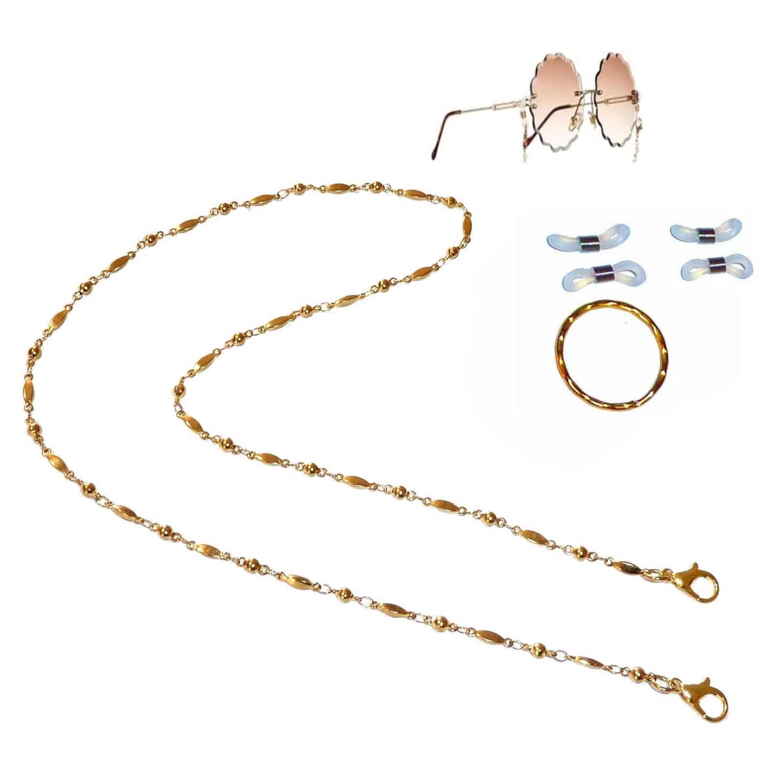 Cadena de Perlas Hidden Hollow Soporte Gafas Acero Inoxidable 71cm