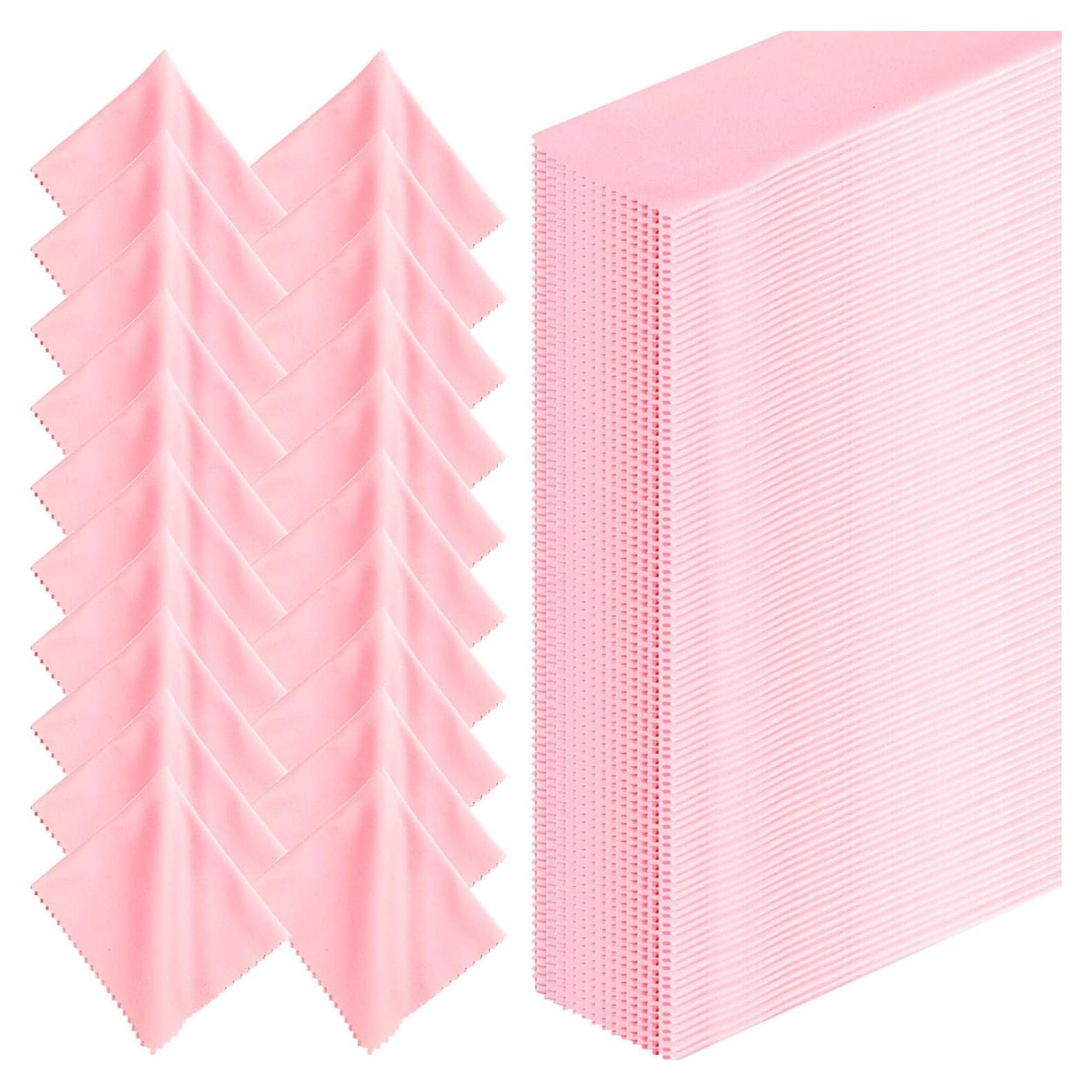 300 Paños de Microfibra Rosa para Limpieza de Gafas