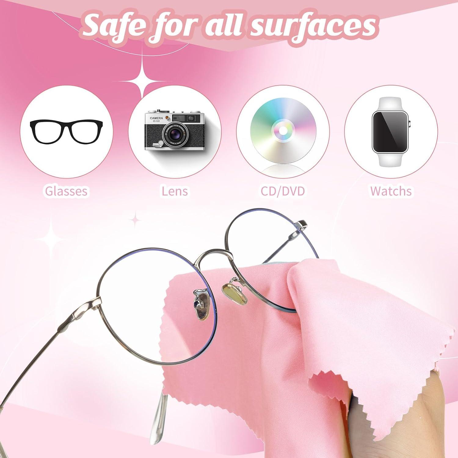 300 Paños de Microfibra Rosa para Limpieza de Gafas