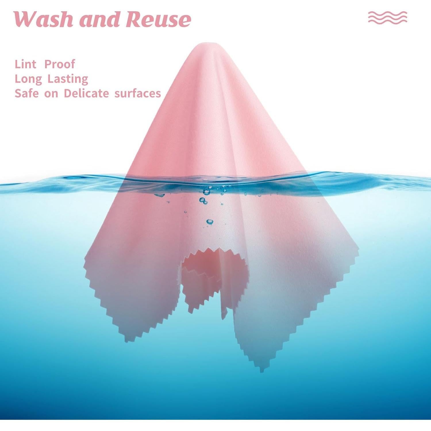 300 Paños de Microfibra Rosa para Limpieza de Gafas