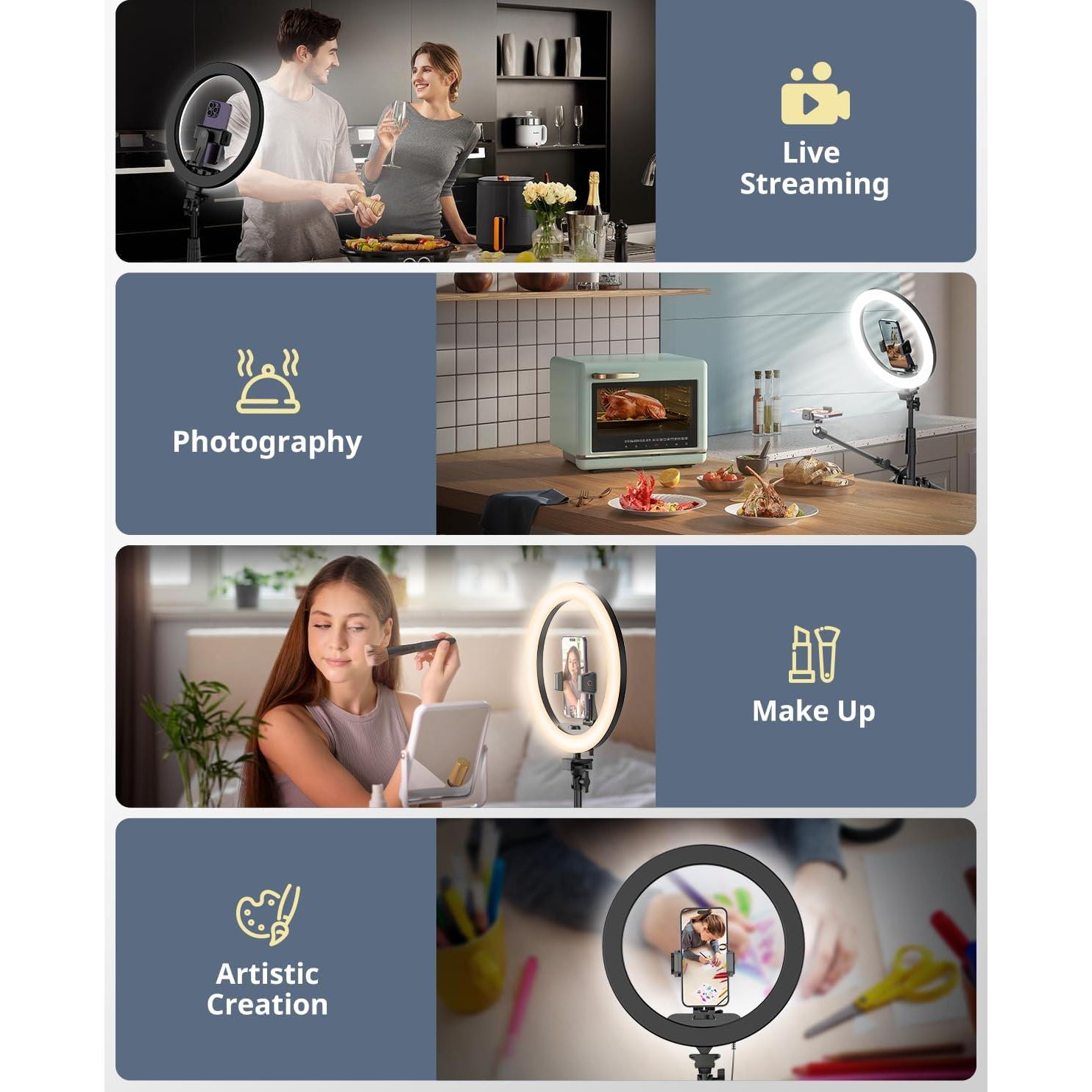 UBeesize Luz de Anillo 30 cm con Trípode 157 cm Plegable