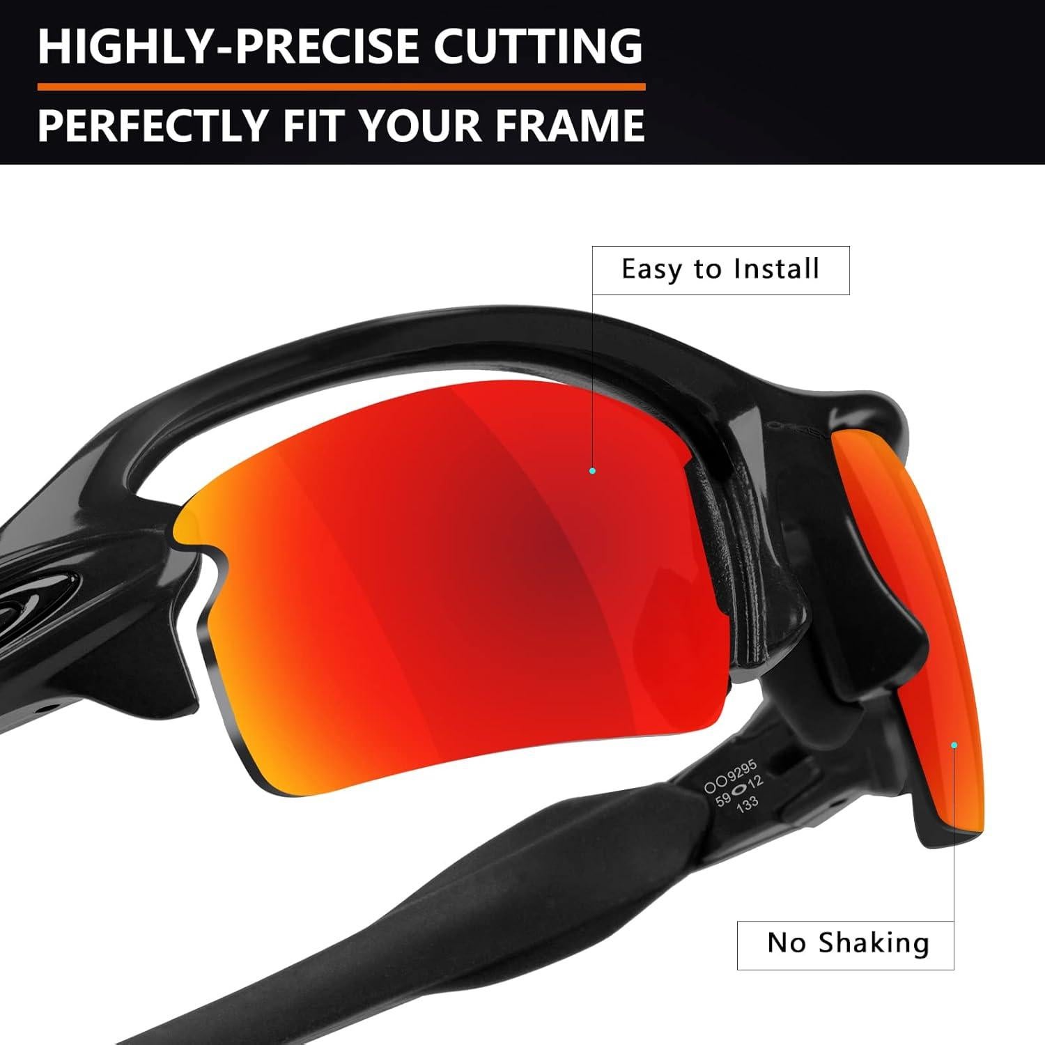 Lentes Polarizados Alphax para Oakley Flak 2.0 - Rojo Fuego