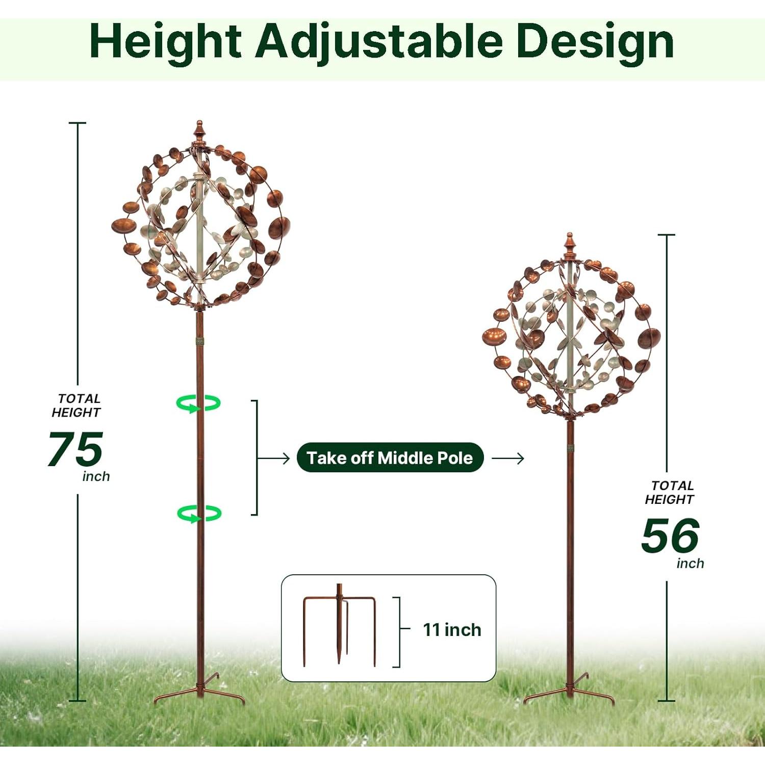 Móvil de Viento A ANLEOLIFE 75" Jardín Metal Cinético