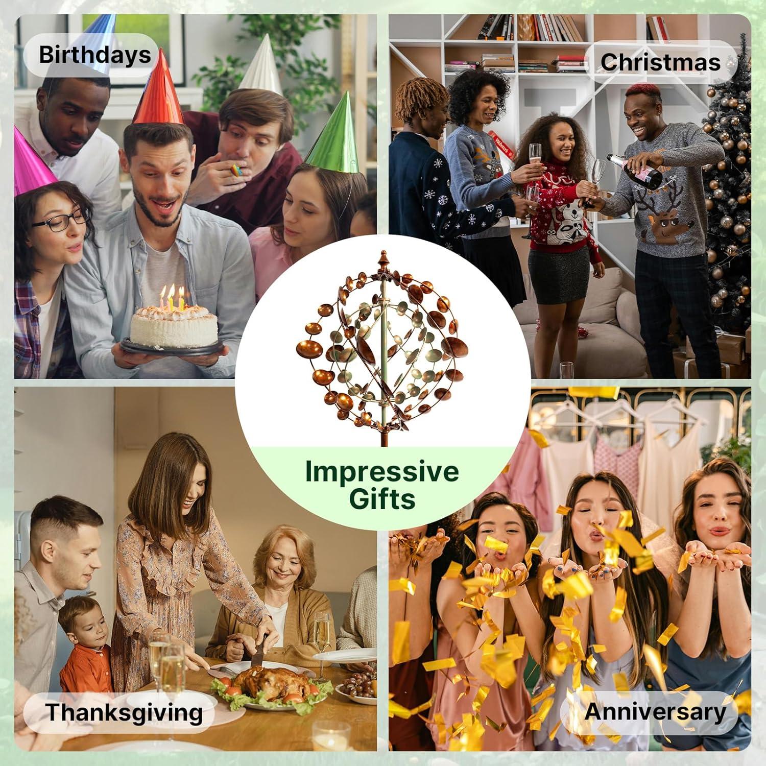 Móvil de Viento A ANLEOLIFE 75" Jardín Metal Cinético