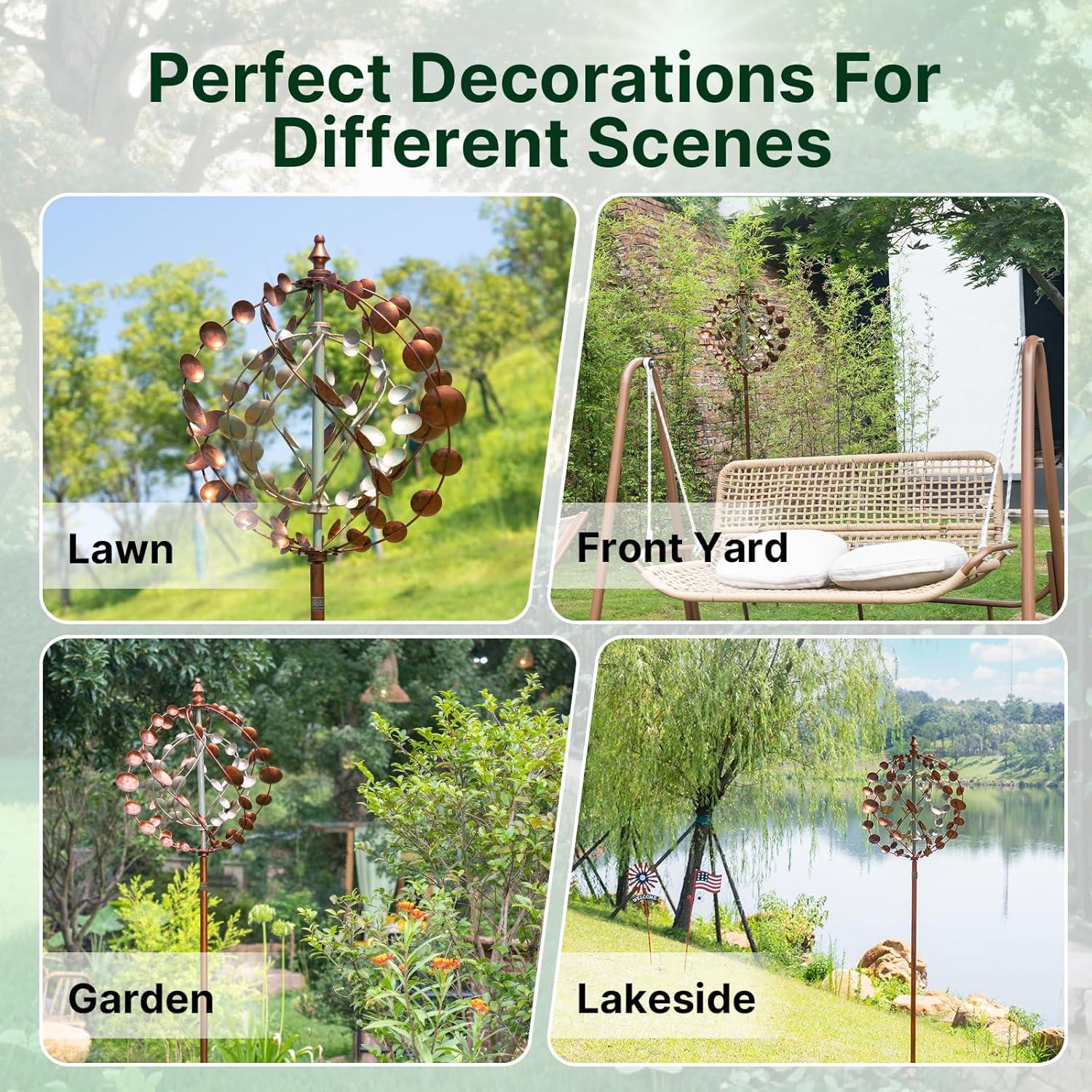 Móvil de Viento A ANLEOLIFE 75" Jardín Metal Cinético