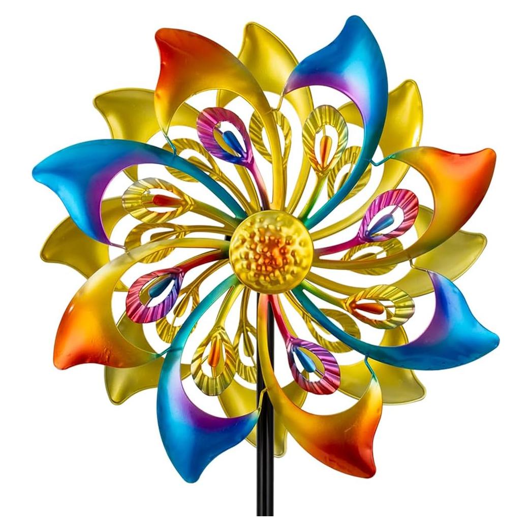 Molinete de Viento DREAMSOUL 132 cm Metal Amarillo Jardín