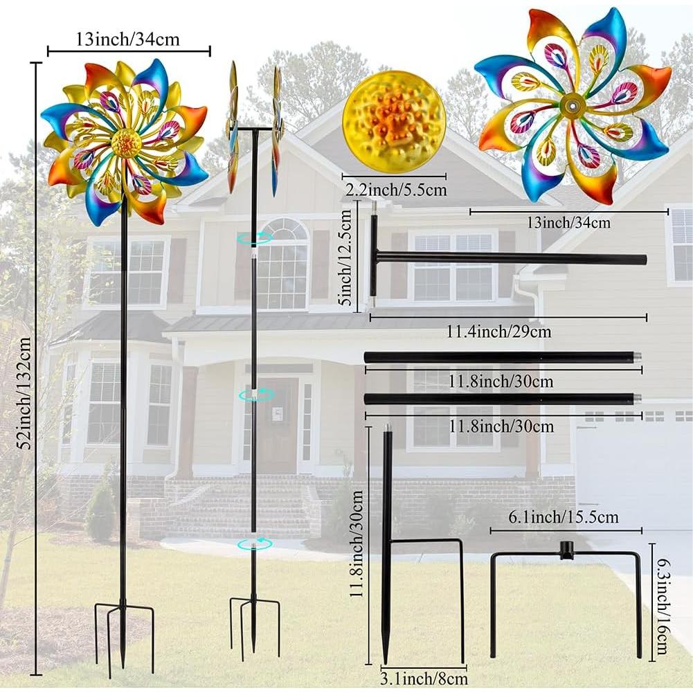 Molinete de Viento DREAMSOUL 132 cm Metal Amarillo Jardín