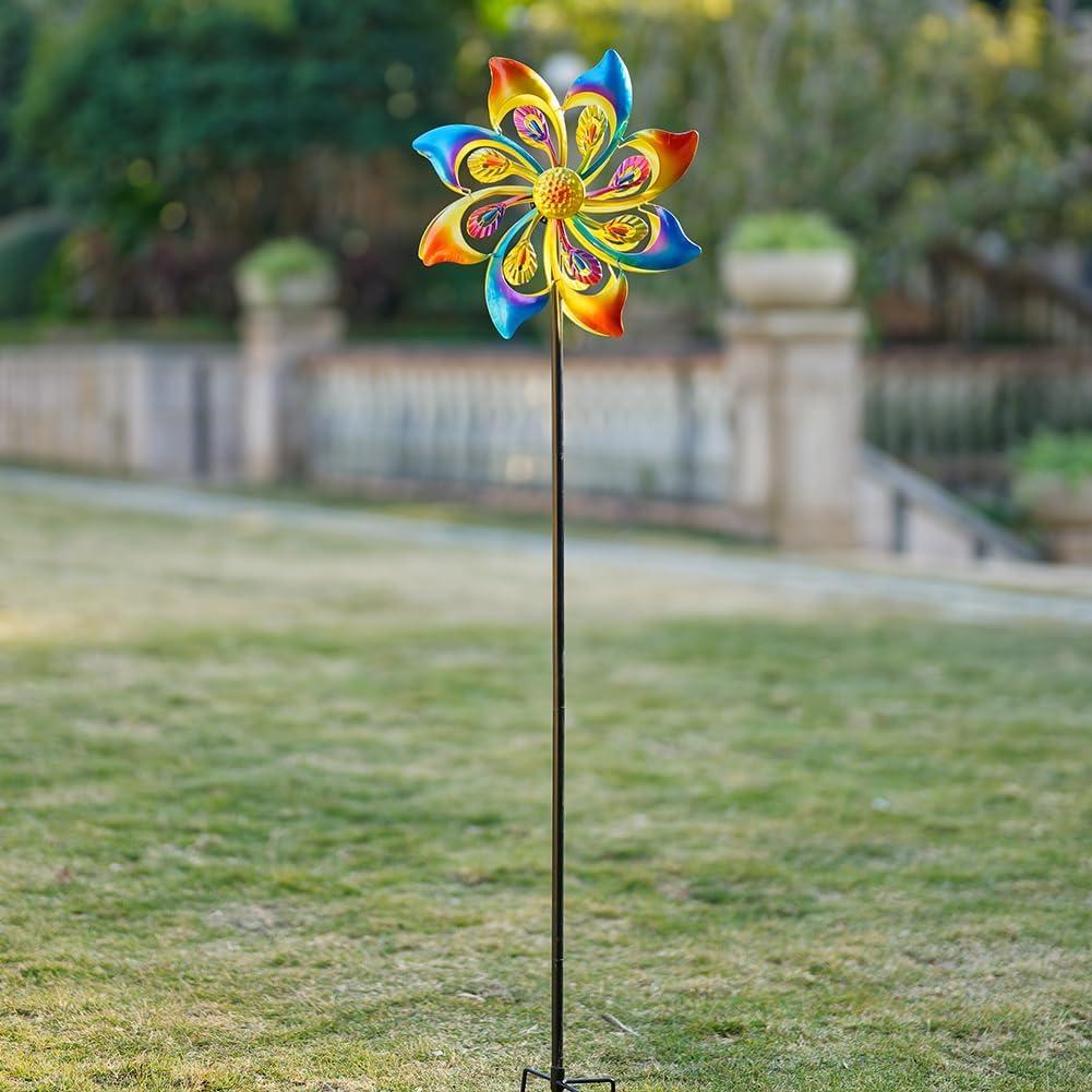 Molinete de Viento DREAMSOUL 132 cm Metal Amarillo Jardín