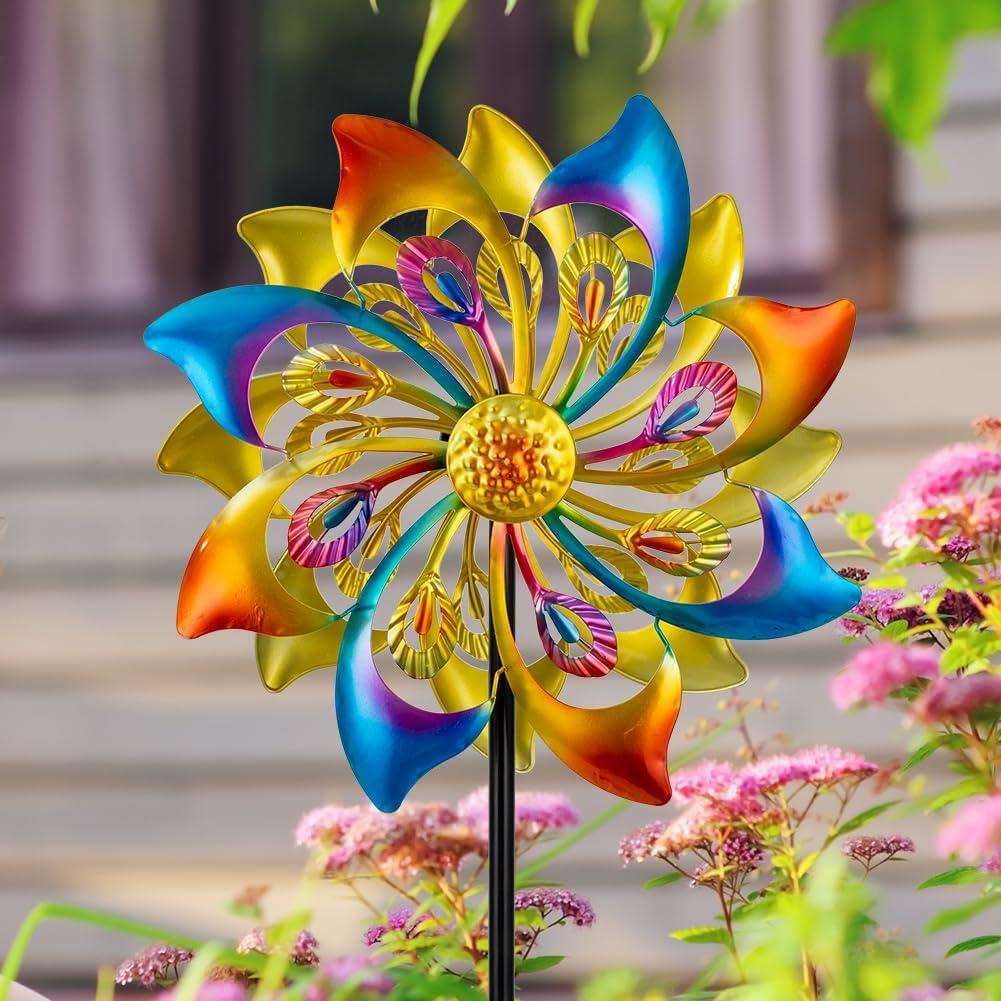 Molinete de Viento DREAMSOUL 132 cm Metal Amarillo Jardín